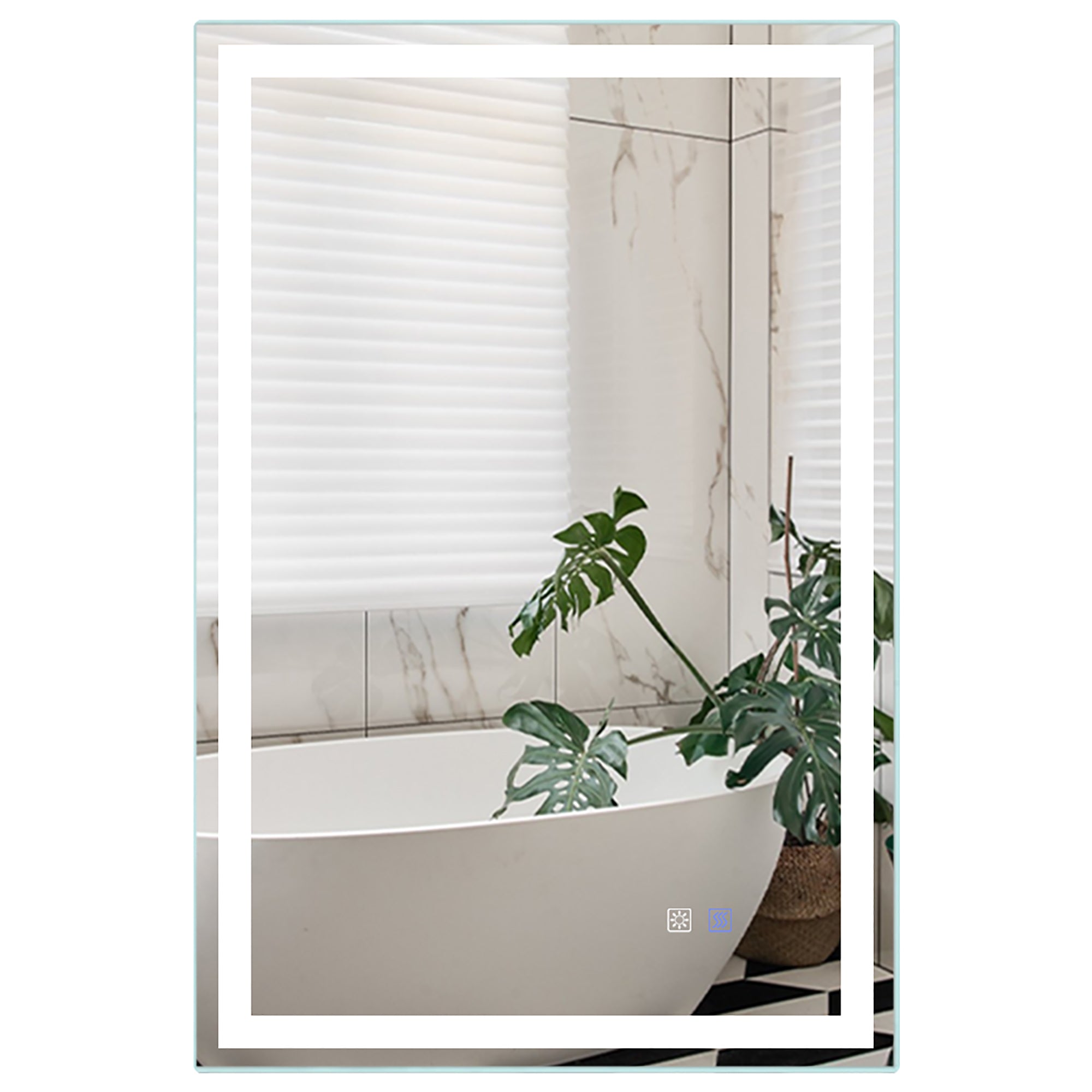 20 in. W x 28 in. H Iron and Glass LED Bathroom Mirror with Defogger