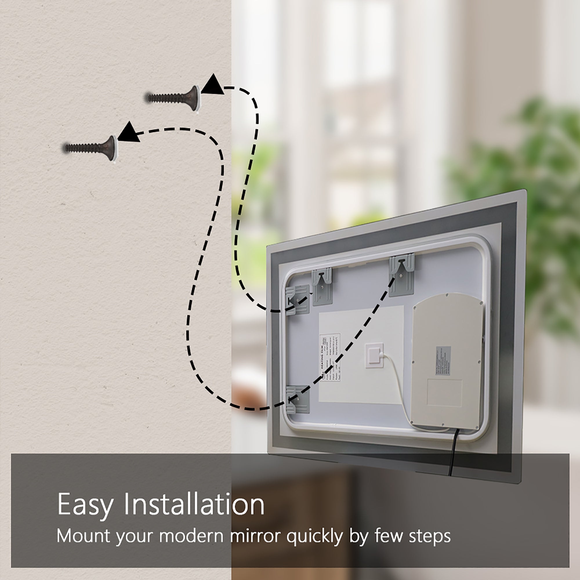 20 in. W x 28 in. H Iron and Glass LED Bathroom Mirror with Defogger
