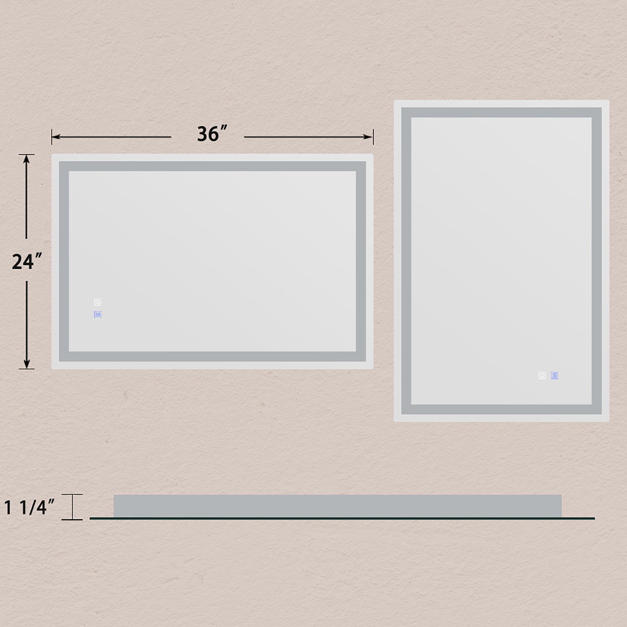 20 in. W x 28 in. H Iron and Glass LED Bathroom Mirror with Defogger
