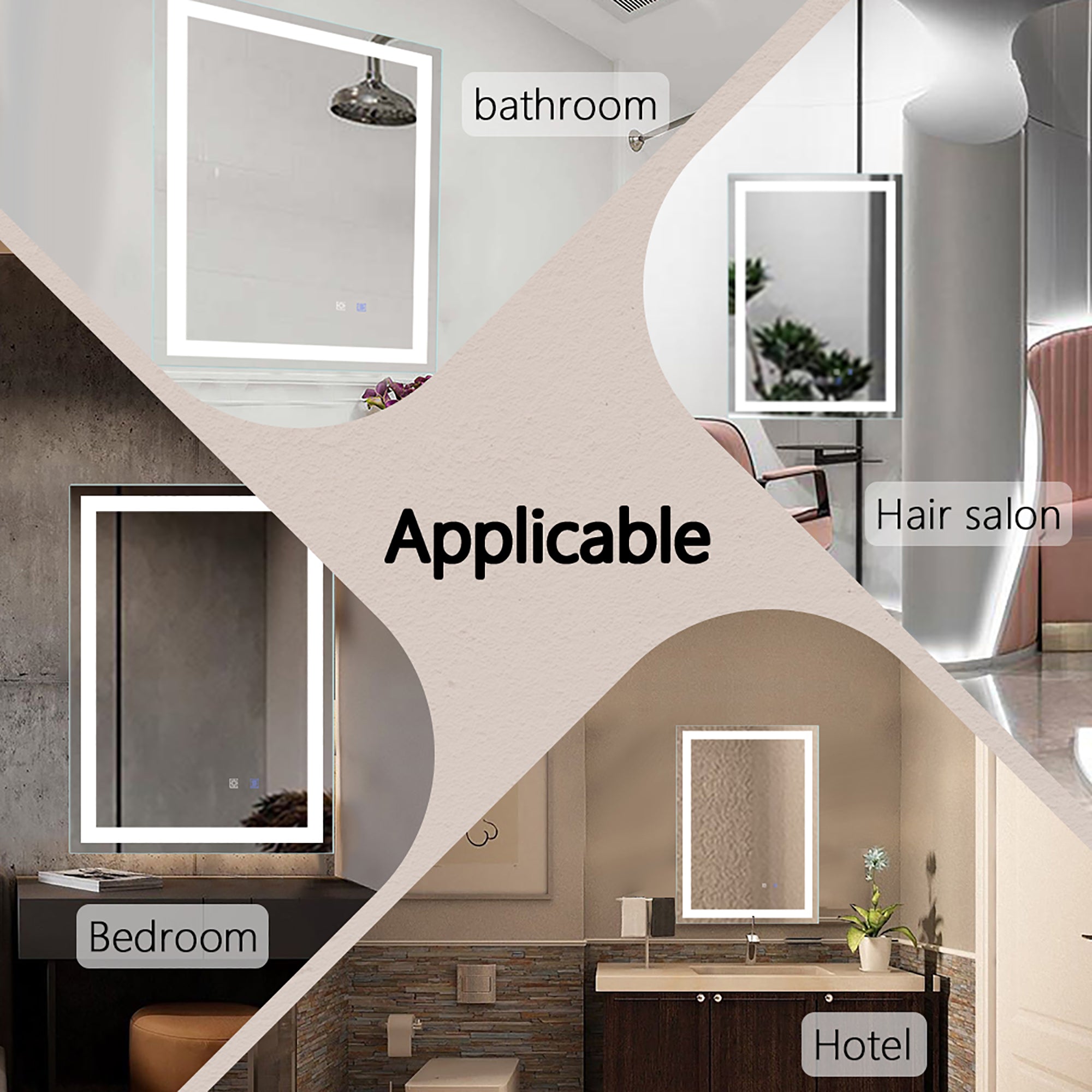 20 in. W x 28 in. H Iron and Glass LED Bathroom Mirror with Defogger