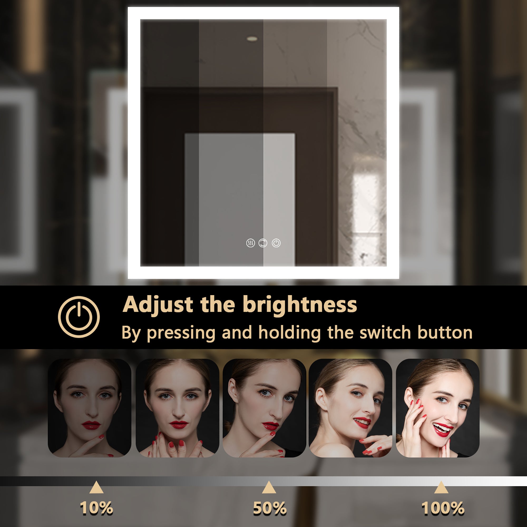 35 in. W x 35 in. H  Aluminium and Glass LED Bathroom Mirror with Defogger