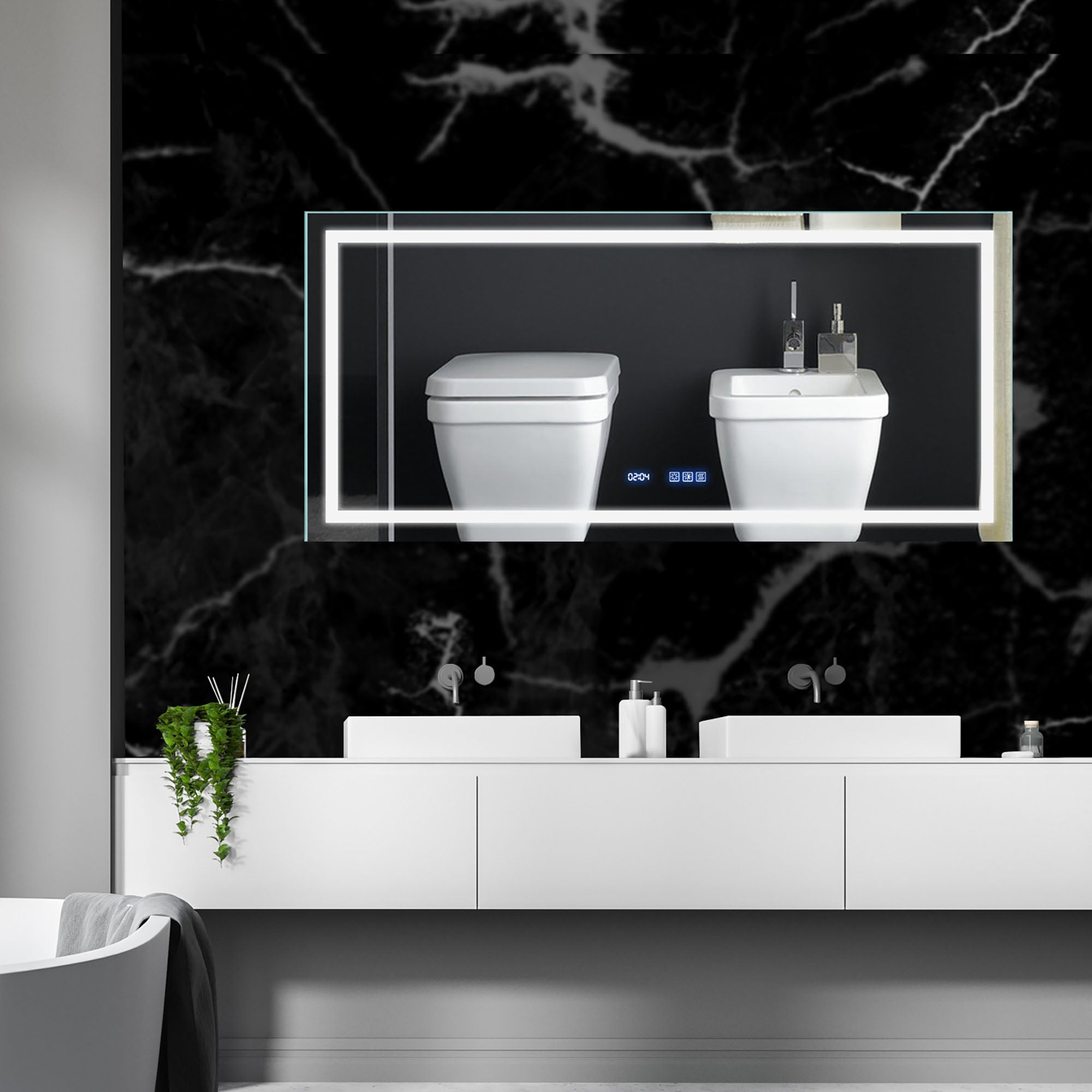 48 in. W x 36 in. H  Aluminium and Glass LED Bathroom Mirror with Defogger