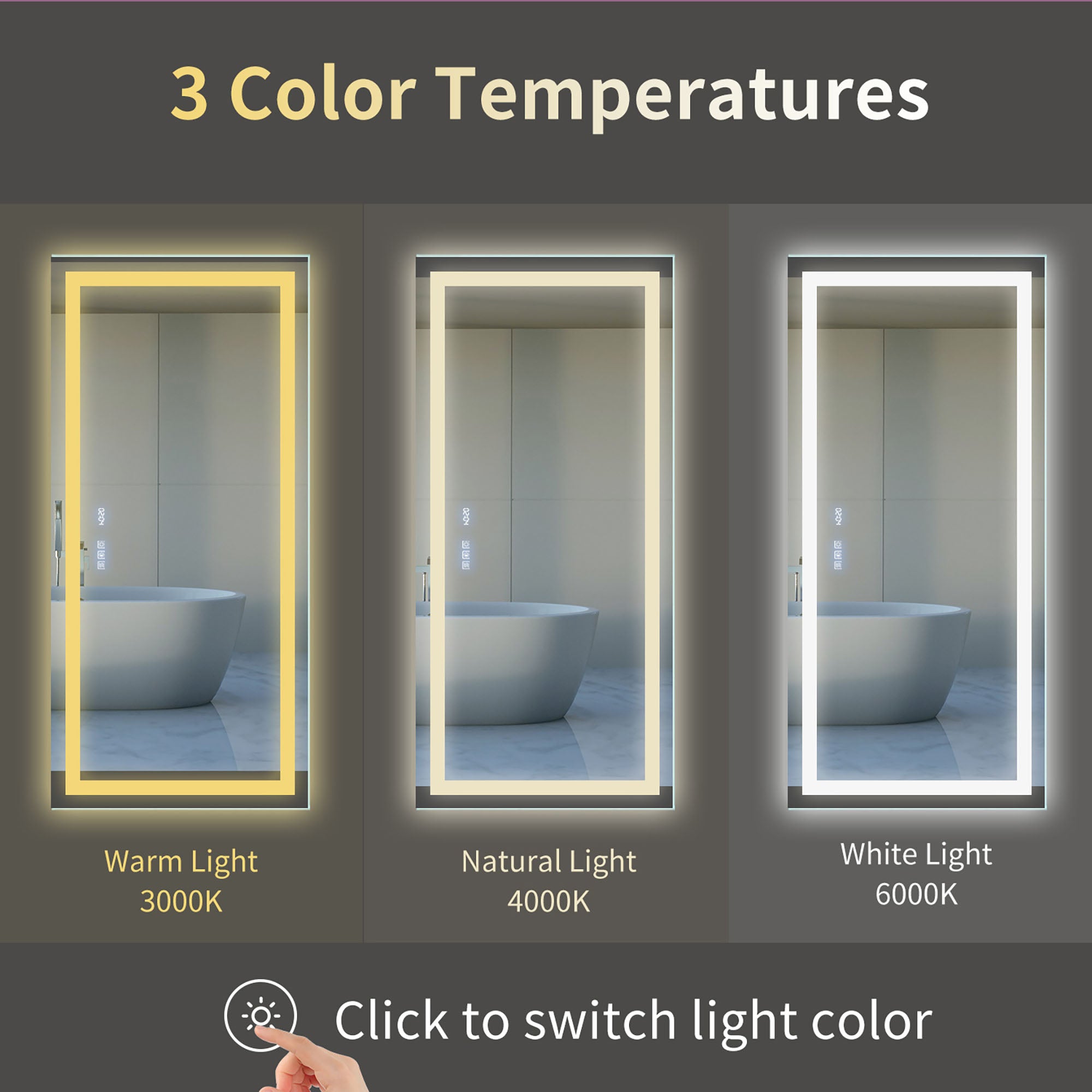 48 in. W x 36 in. H  Aluminium and Glass LED Bathroom Mirror with Defogger