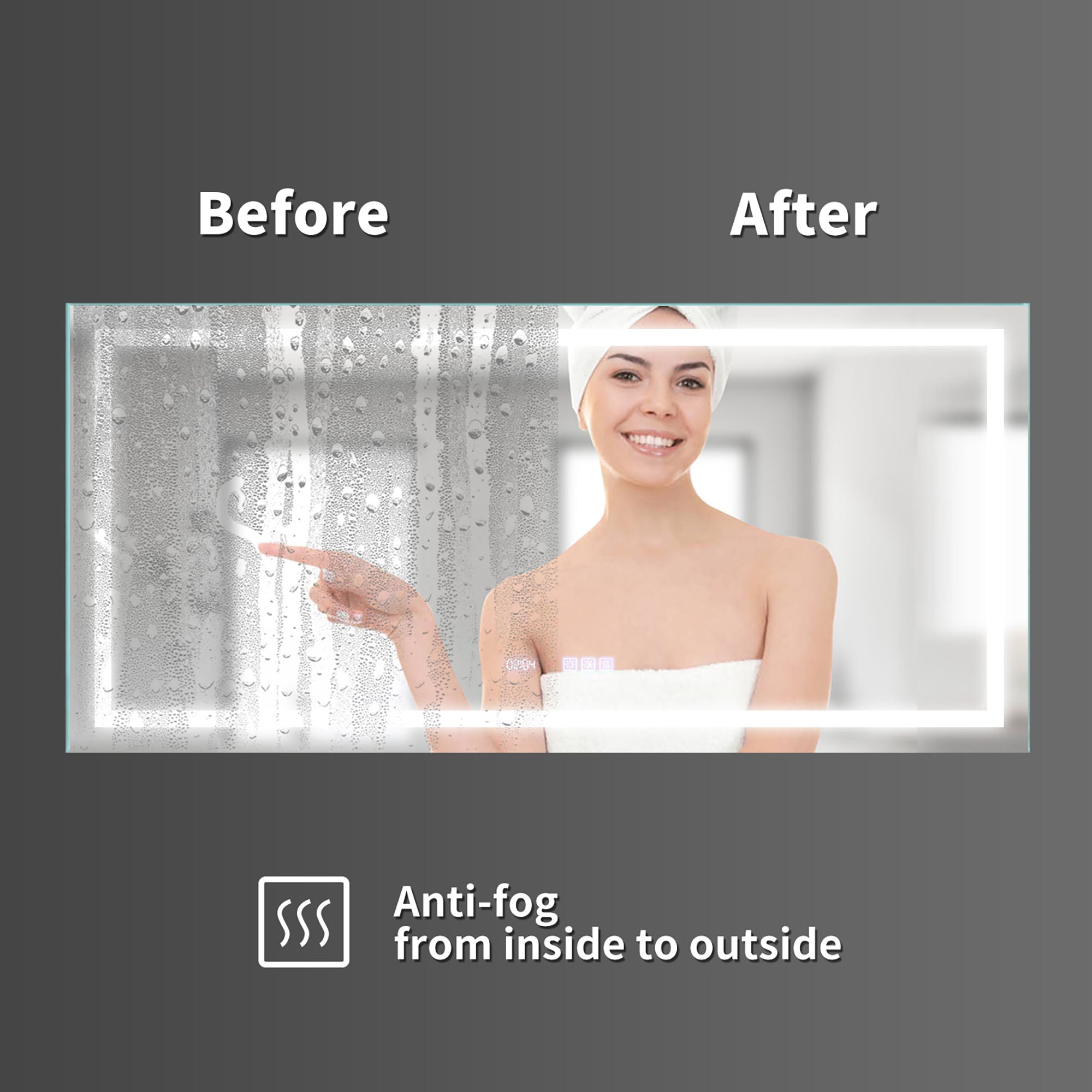 48 in. W x 36 in. H  Aluminium and Glass LED Bathroom Mirror with Defogger