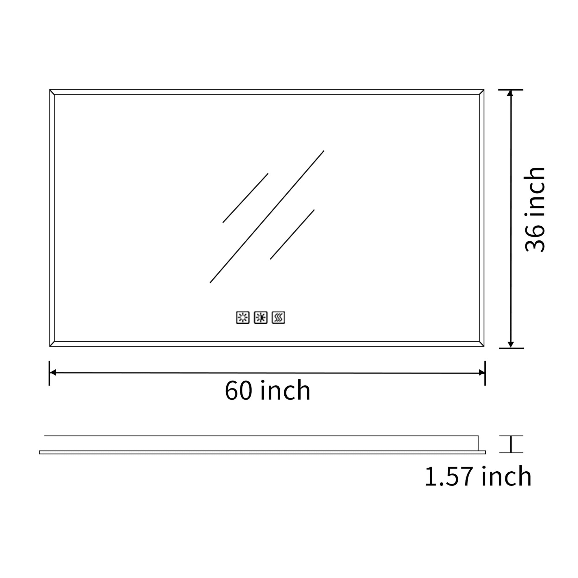 48 in. W x 36 in. H  Aluminium and Glass LED Bathroom Mirror with Defogger