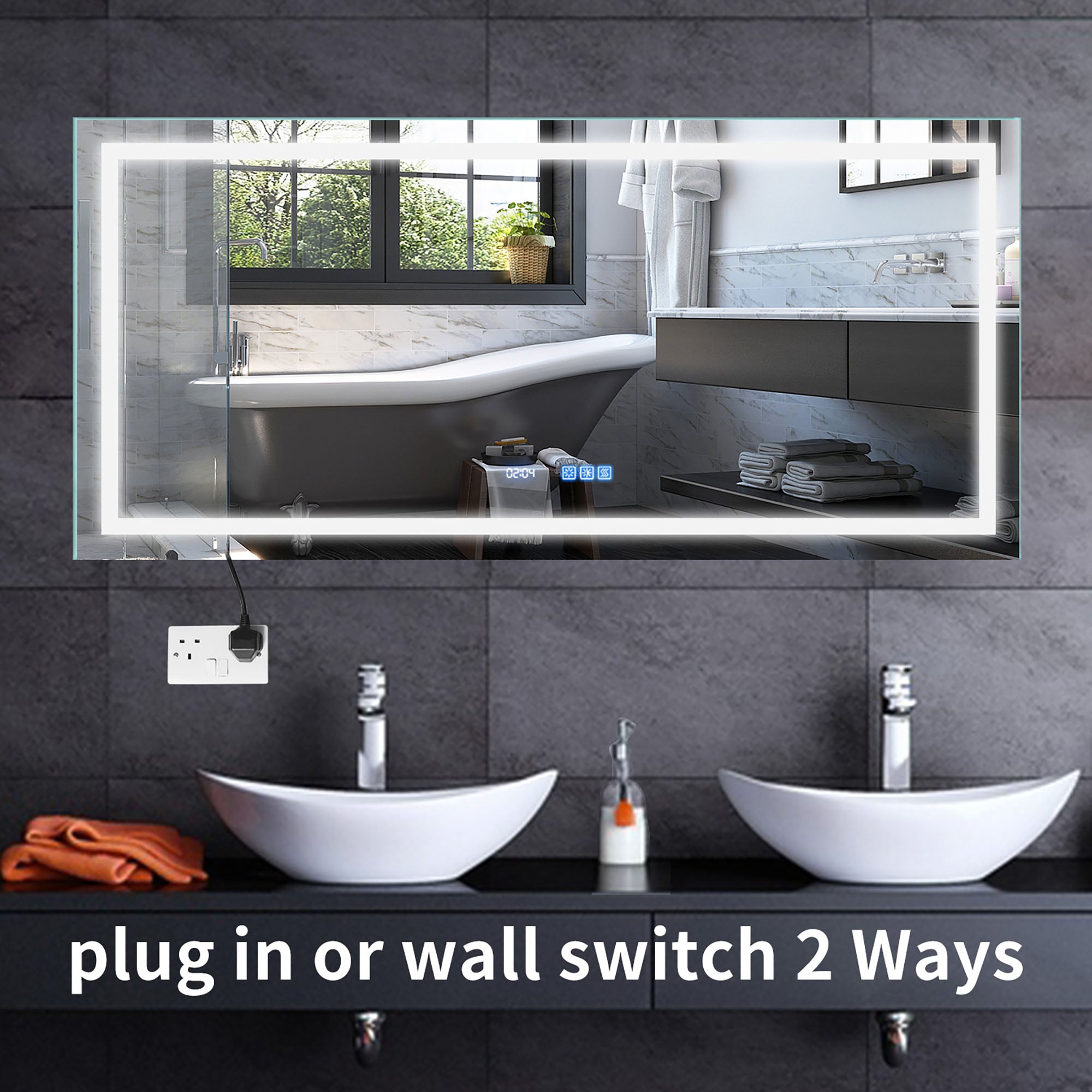 48 in. W x 36 in. H  Aluminium and Glass LED Bathroom Mirror with Defogger