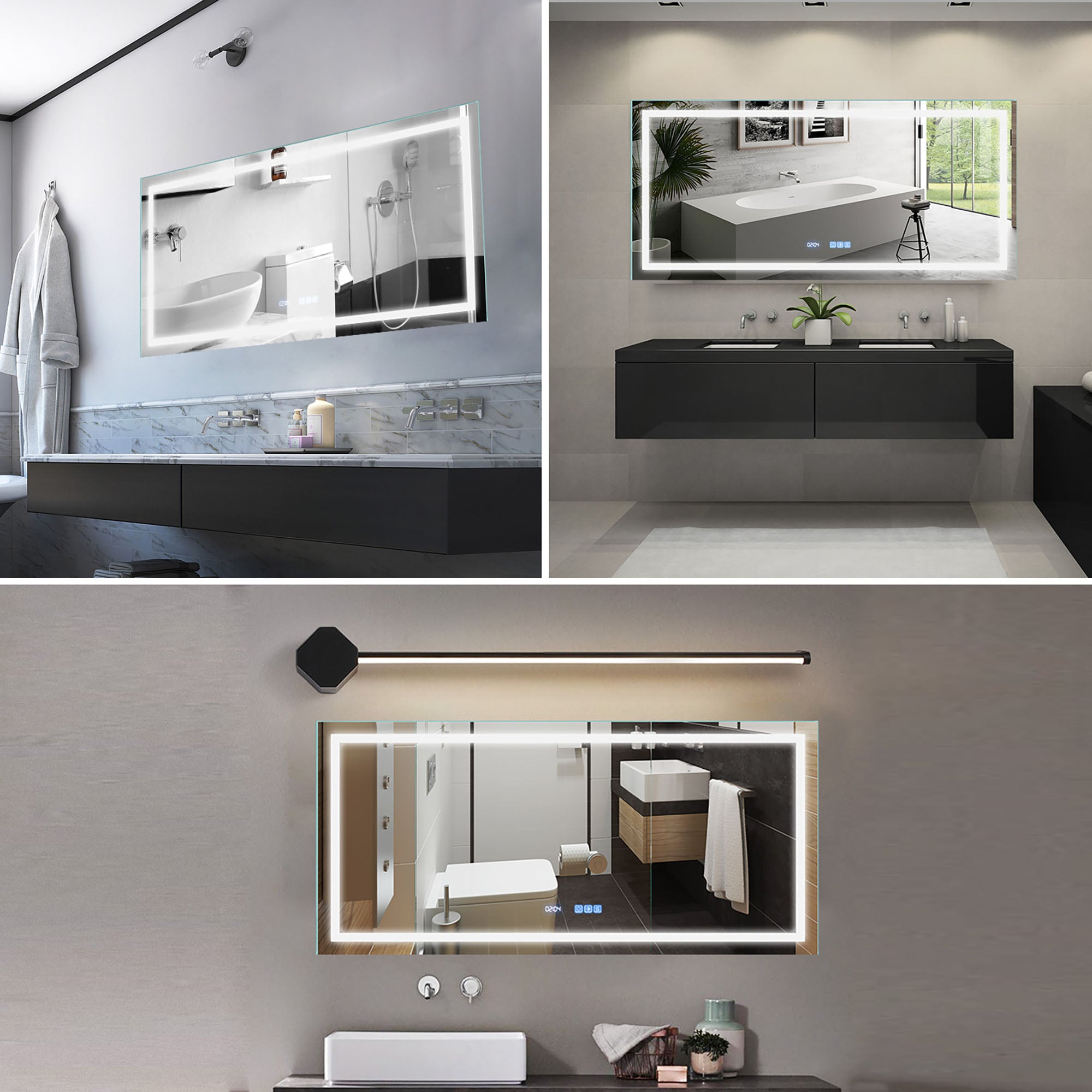 48 in. W x 36 in. H  Aluminium and Glass LED Bathroom Mirror with Defogger