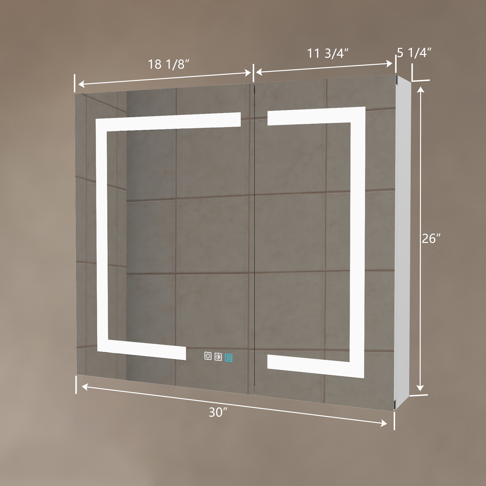 30" Aluminum Surface Mount Medicine Cabinet with Mirrors and Shelves