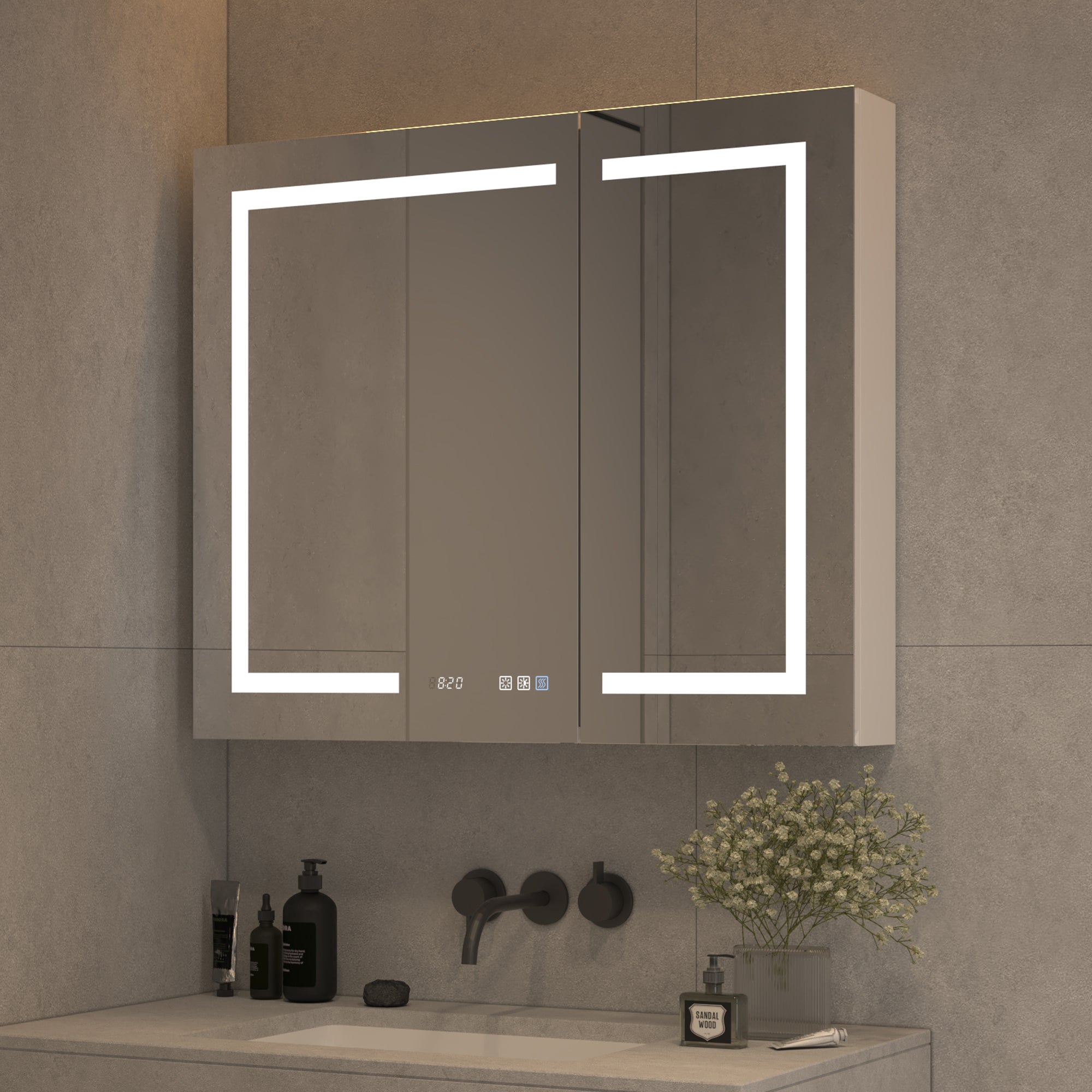 36" Aluminum Surface Mount Medicine Cabinet with Mirrors and Shelves