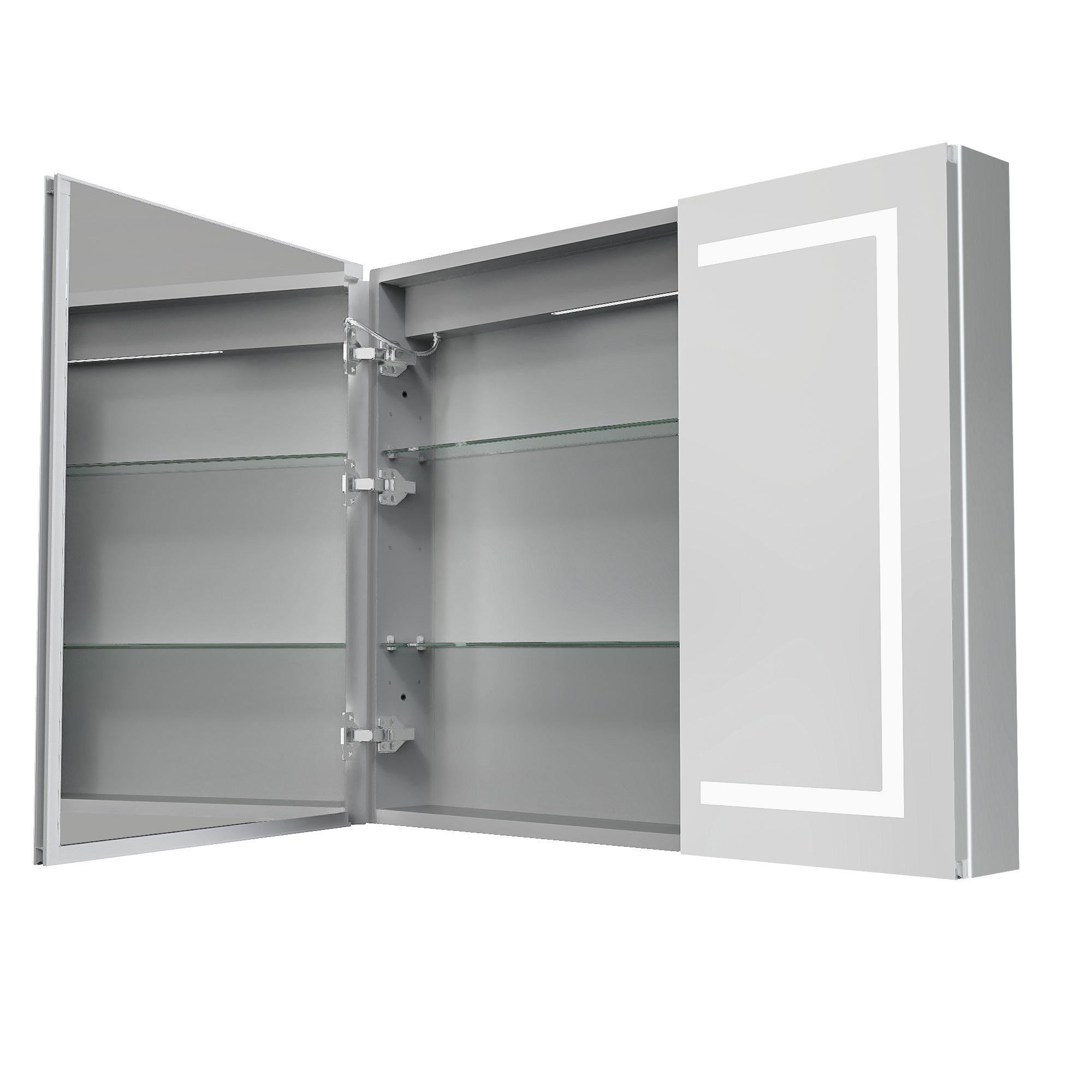 36" Aluminum Surface Mount Medicine Cabinet with Mirrors and Shelves