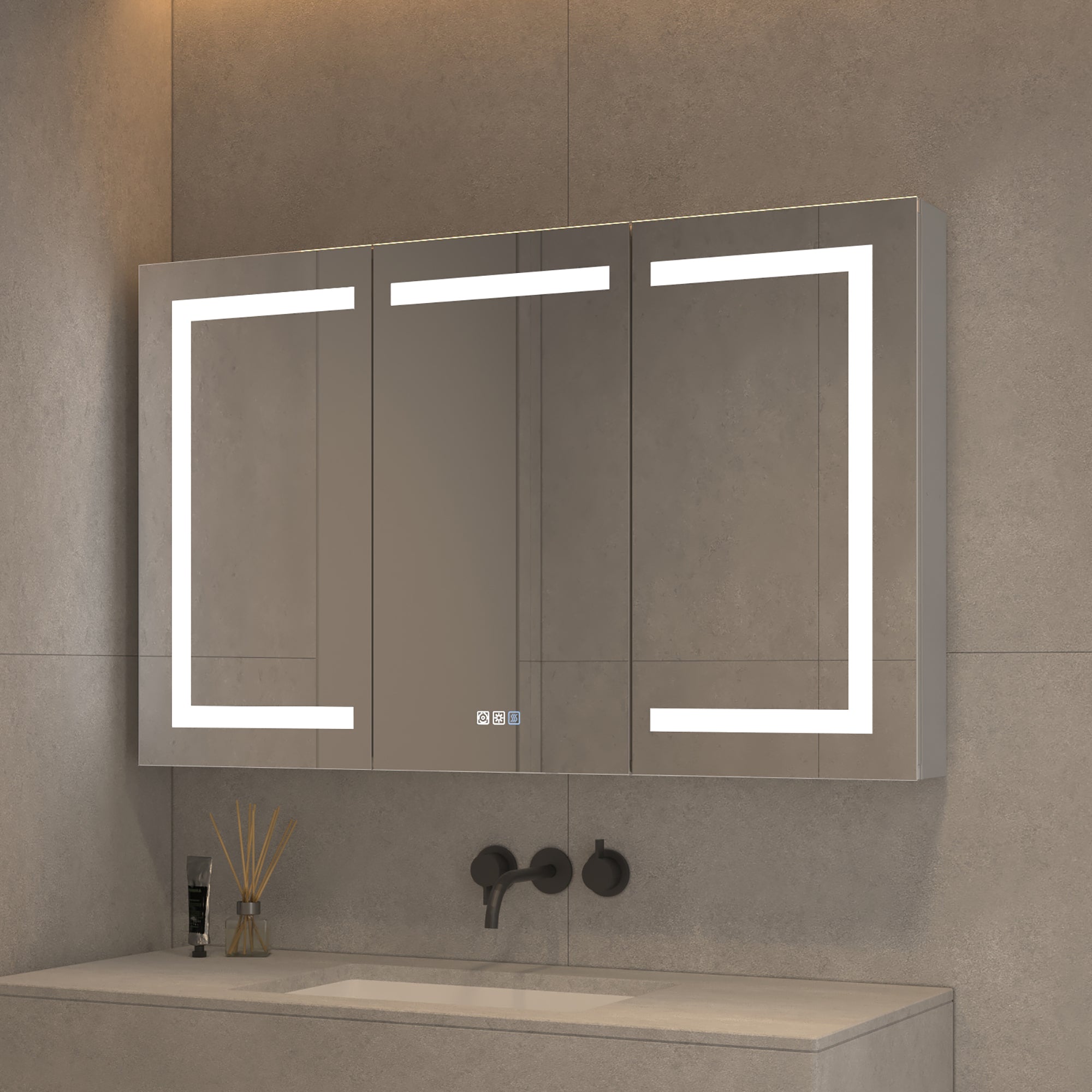 48" Aluminum Surface Mount Medicine Cabinet with Mirrors and Shelves