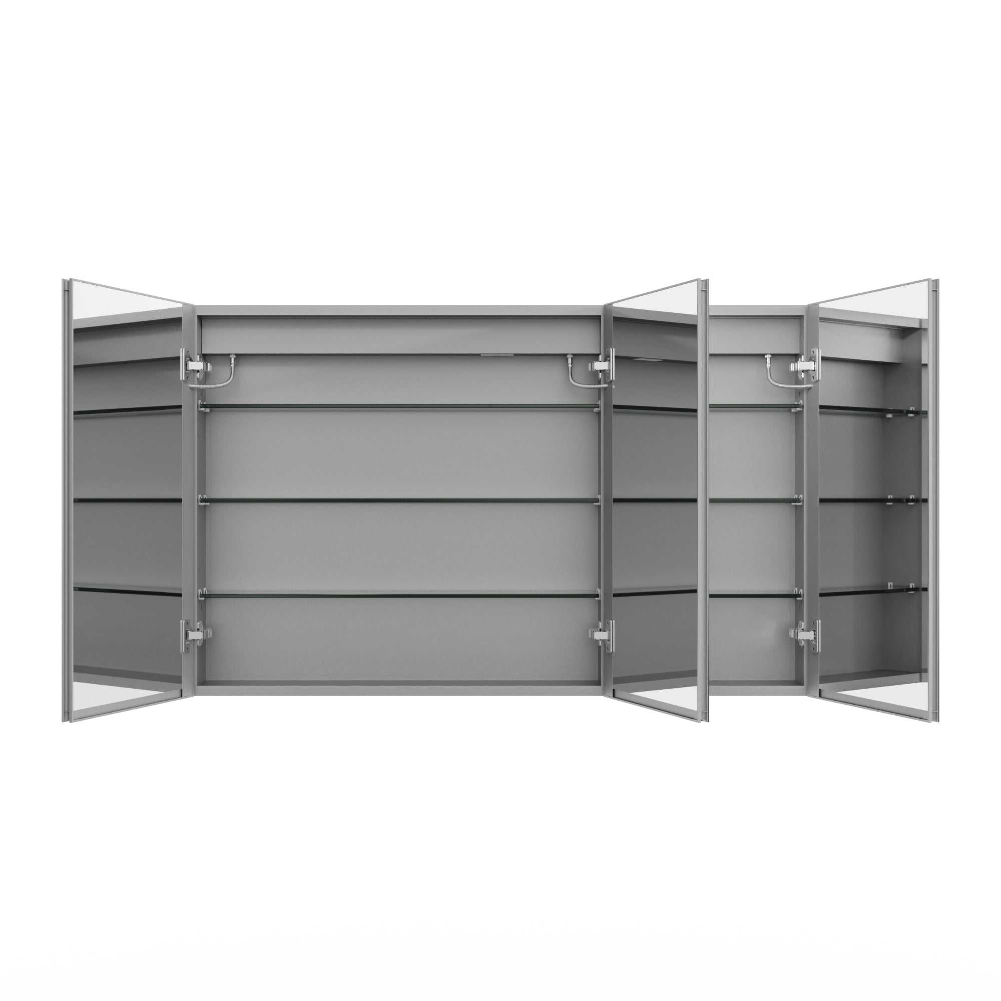 48" Aluminum Surface Mount Medicine Cabinet with Mirrors and Shelves