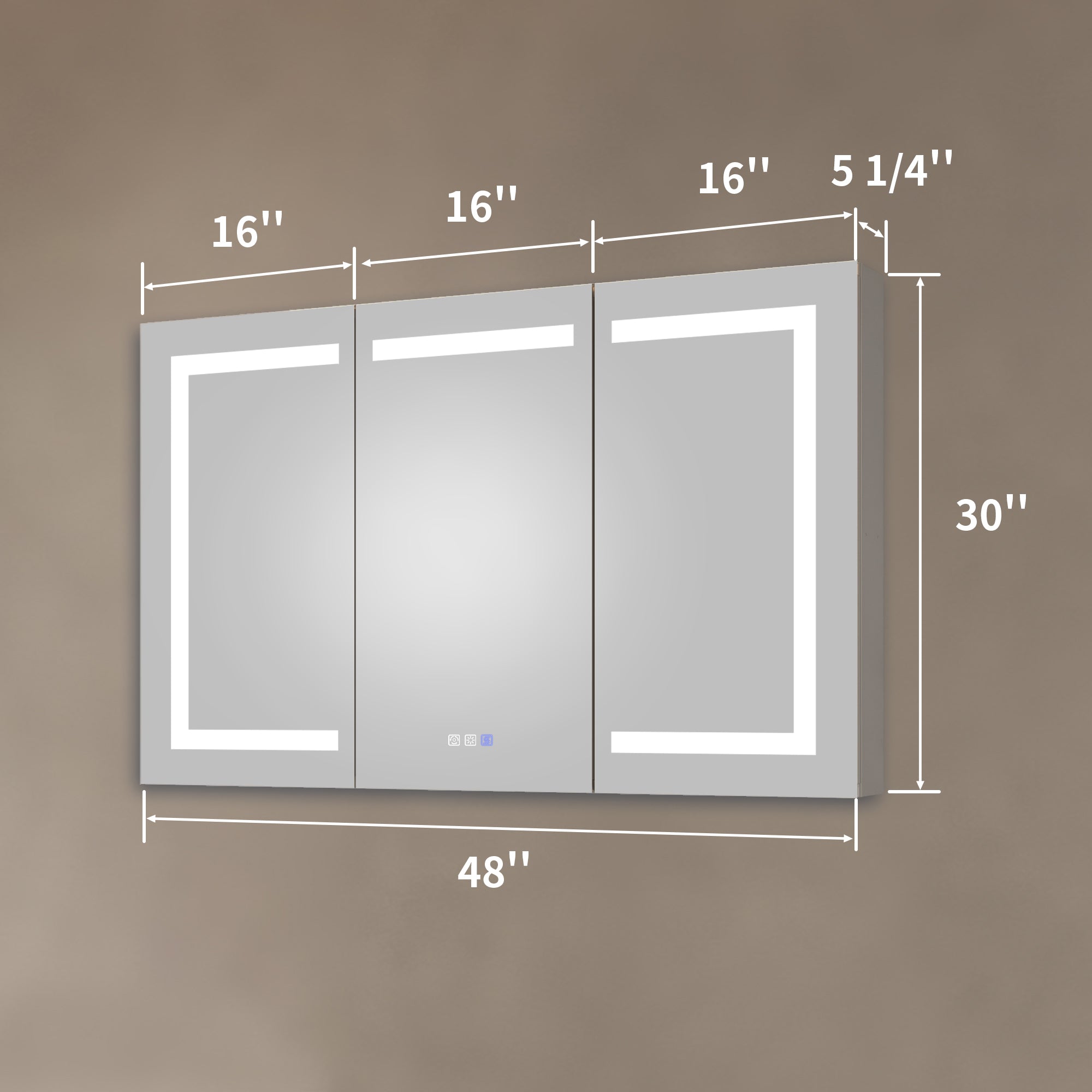 48" Aluminum Surface Mount Medicine Cabinet with Mirrors and Shelves