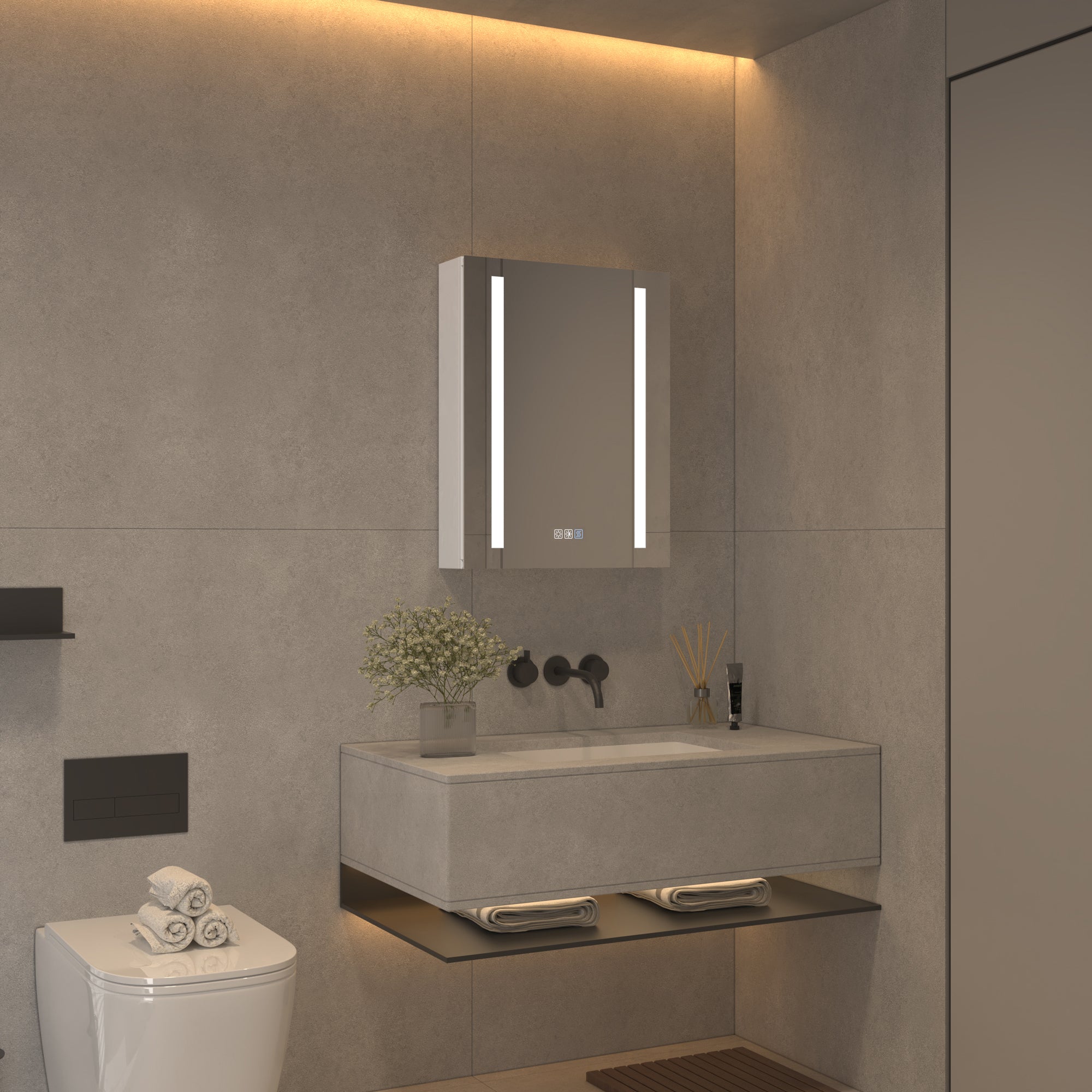 20" Aluminum Surface Mount Medicine Cabinet with Mirrors and Shelves