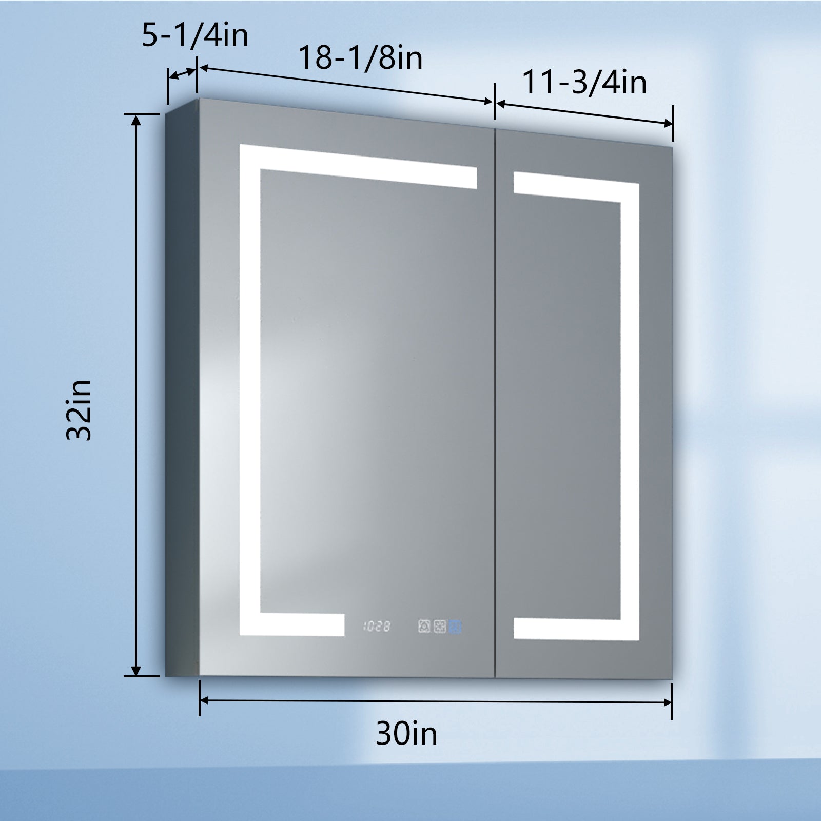 Aluminum Surface Mount/Recessed LED Medicine Cabinet with Mirror,  Outlet and Shelves