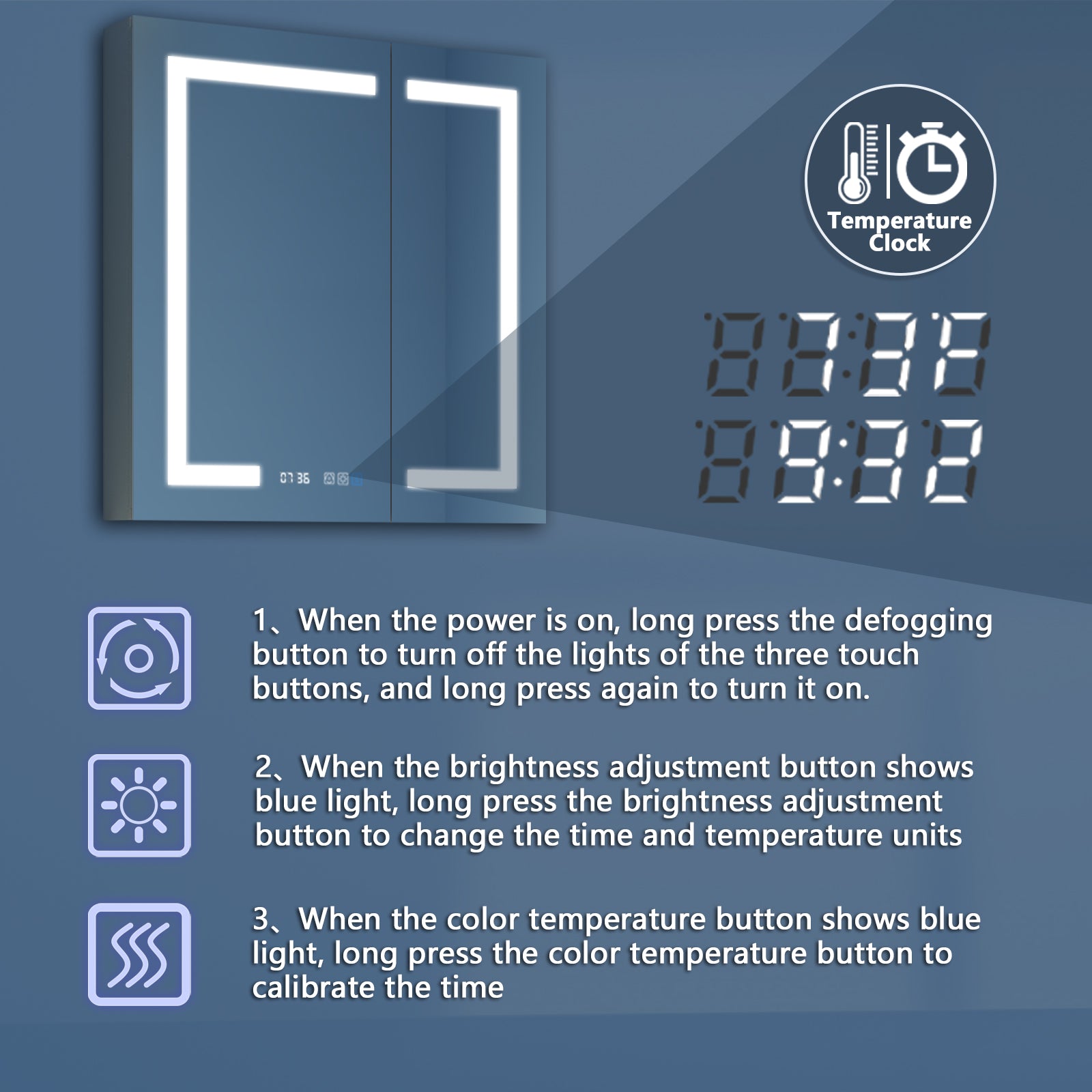 Aluminum Surface Mount/Recessed LED Medicine Cabinet with Mirror,  Outlet and Shelves