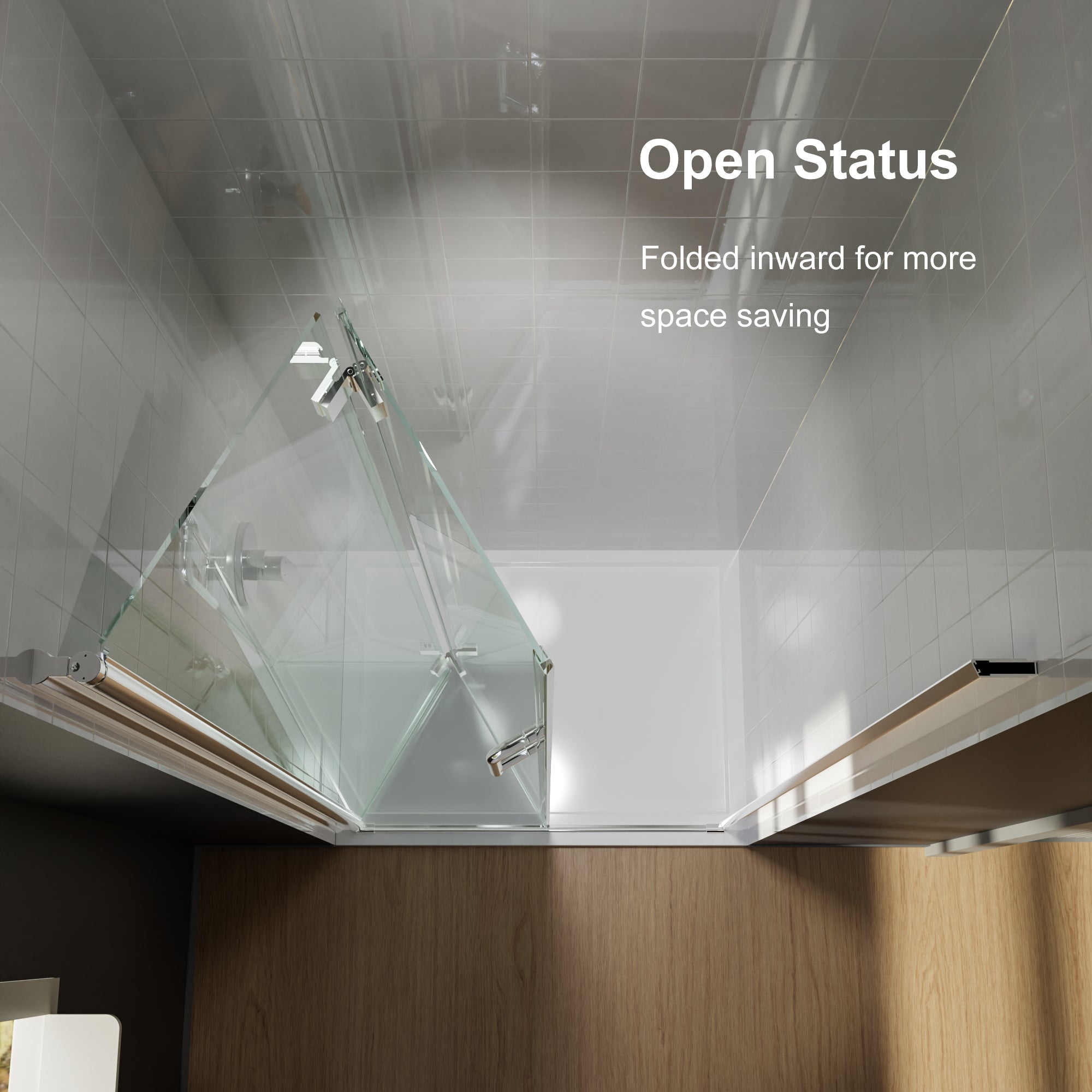 32 in. W x 72 in. H Semi-Frameless Bi-Fold Shower Door in Chrome with Clear Glass