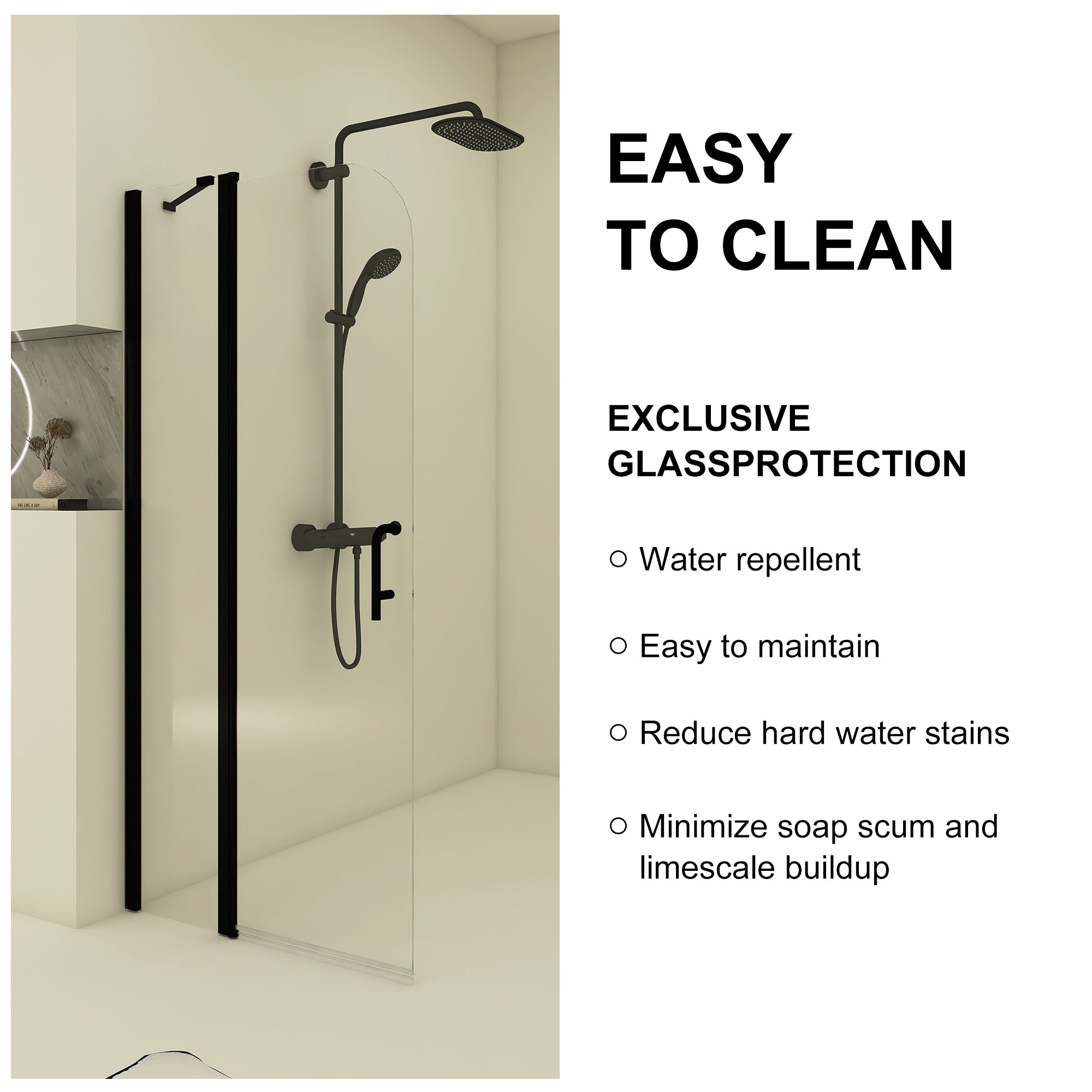 34 in. W x 72 in. H Pivot Shower Door in Matte Black with Clear Tempered Glass