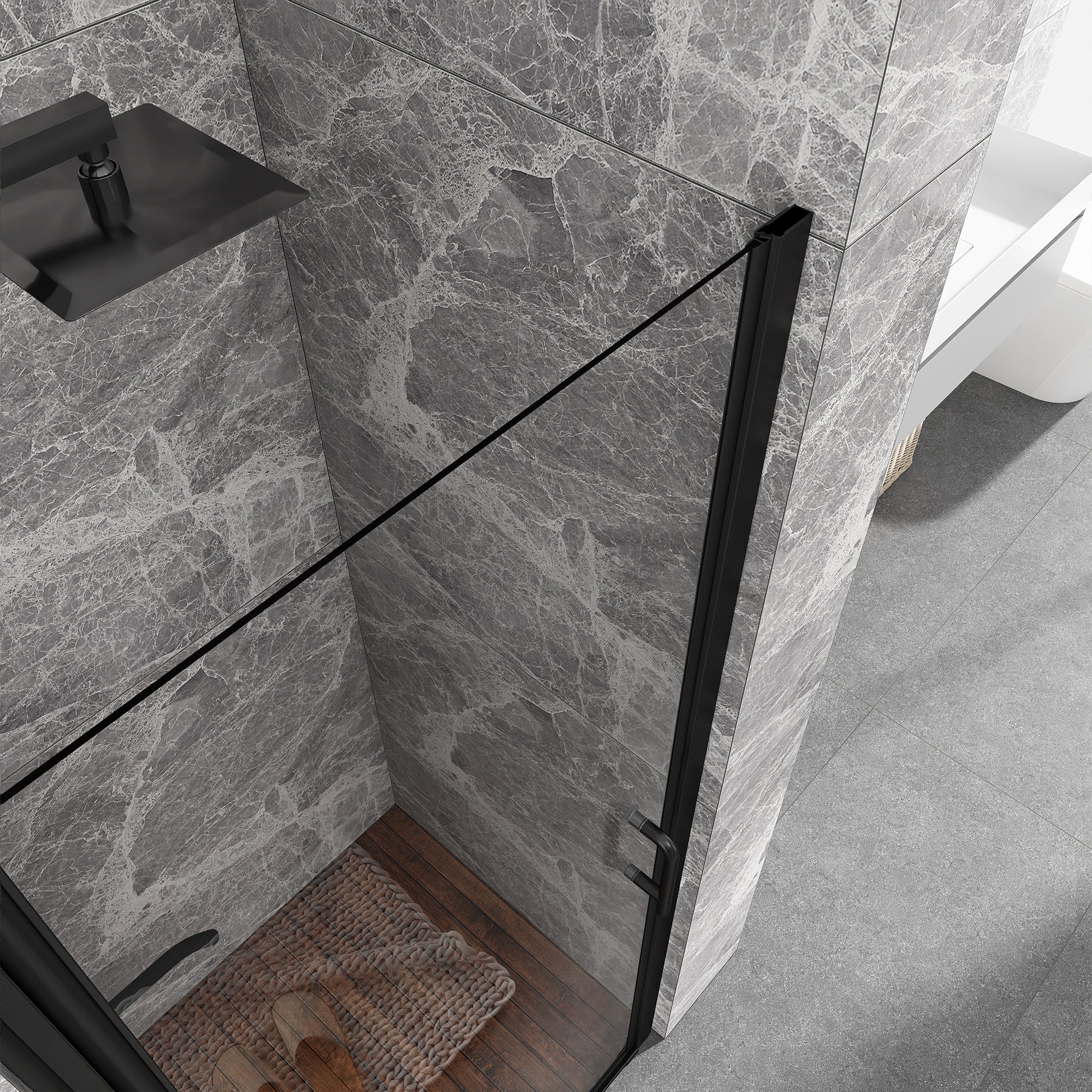 Semi-Frameless Pivot Shower Door in Chrome With Clear Glass