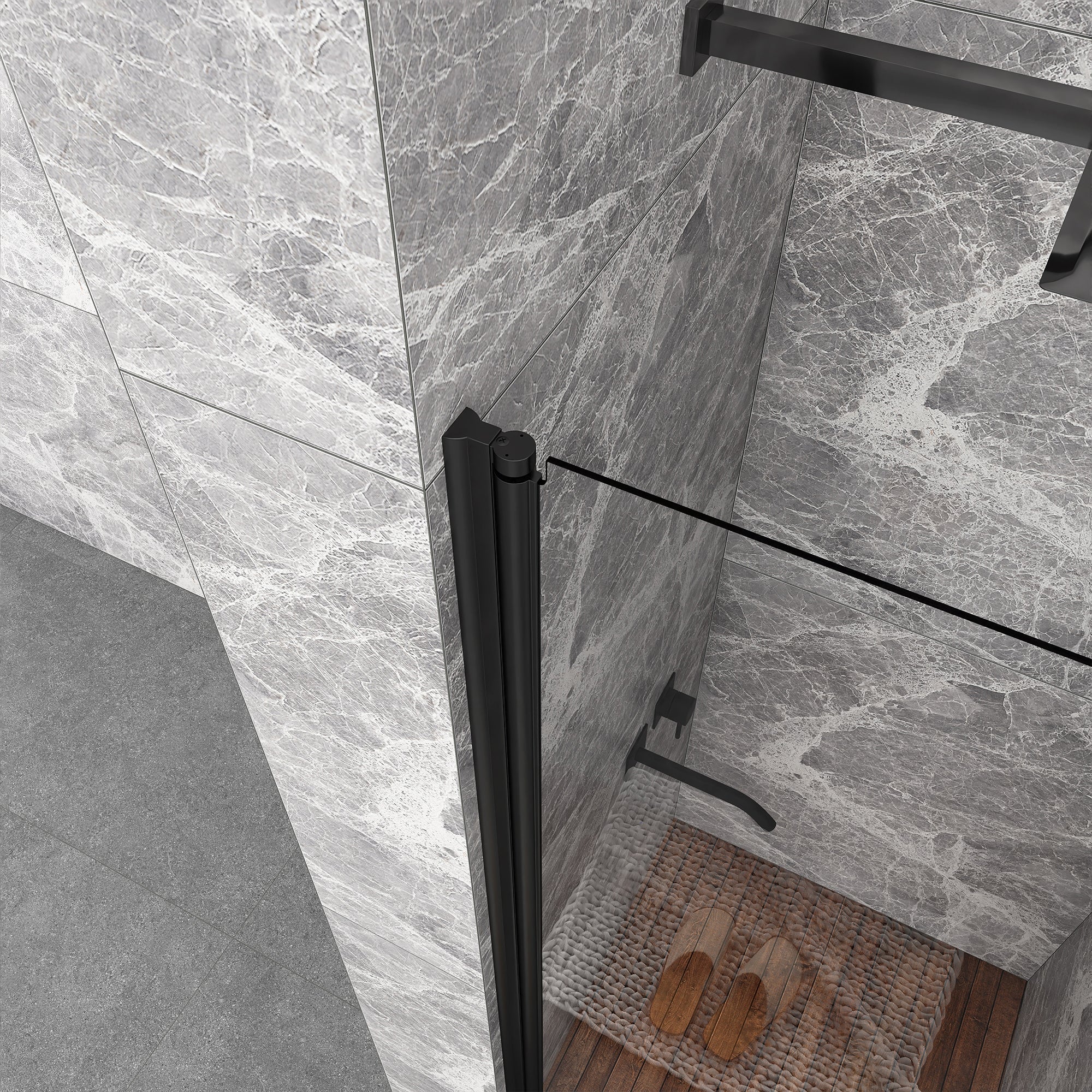 Semi-Frameless Pivot Shower Door in Chrome With Clear Glass