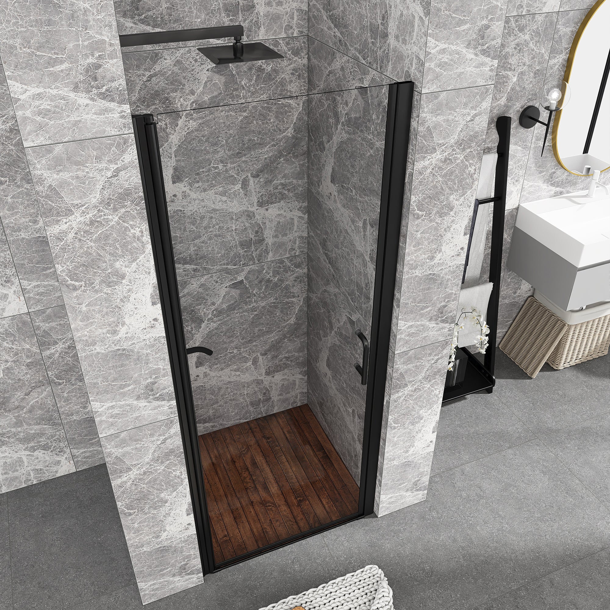 Semi-Frameless Pivot Shower Door in Chrome With Clear Glass