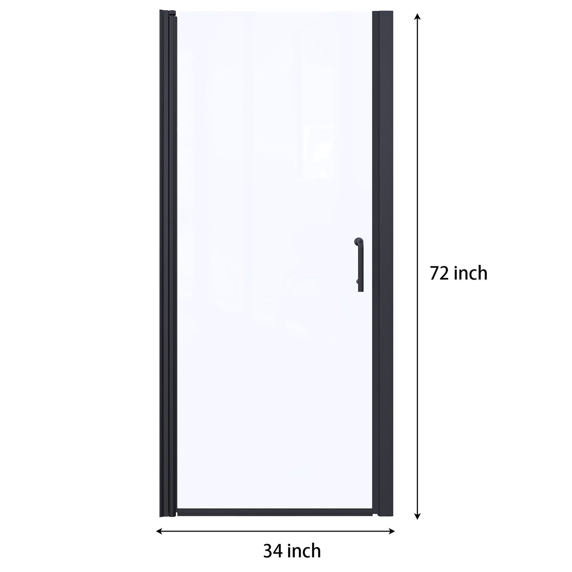 34 in. W X 72 in. H Semi-Frameless Pivot Shower Door in Matte Black with Clear Glass