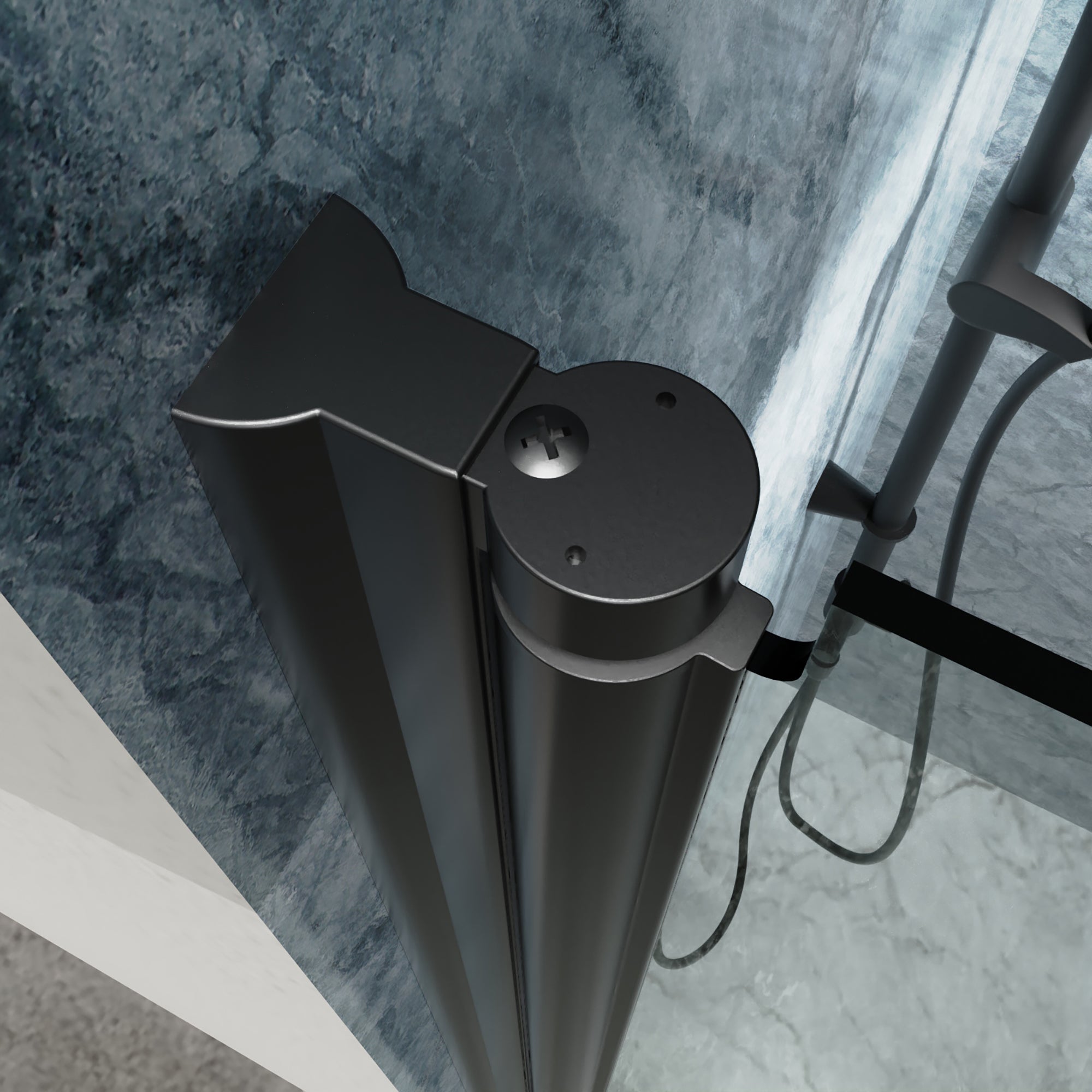 34 in. W X 72 in. H Semi-Frameless Pivot Shower Door in Matte Black with Clear Glass