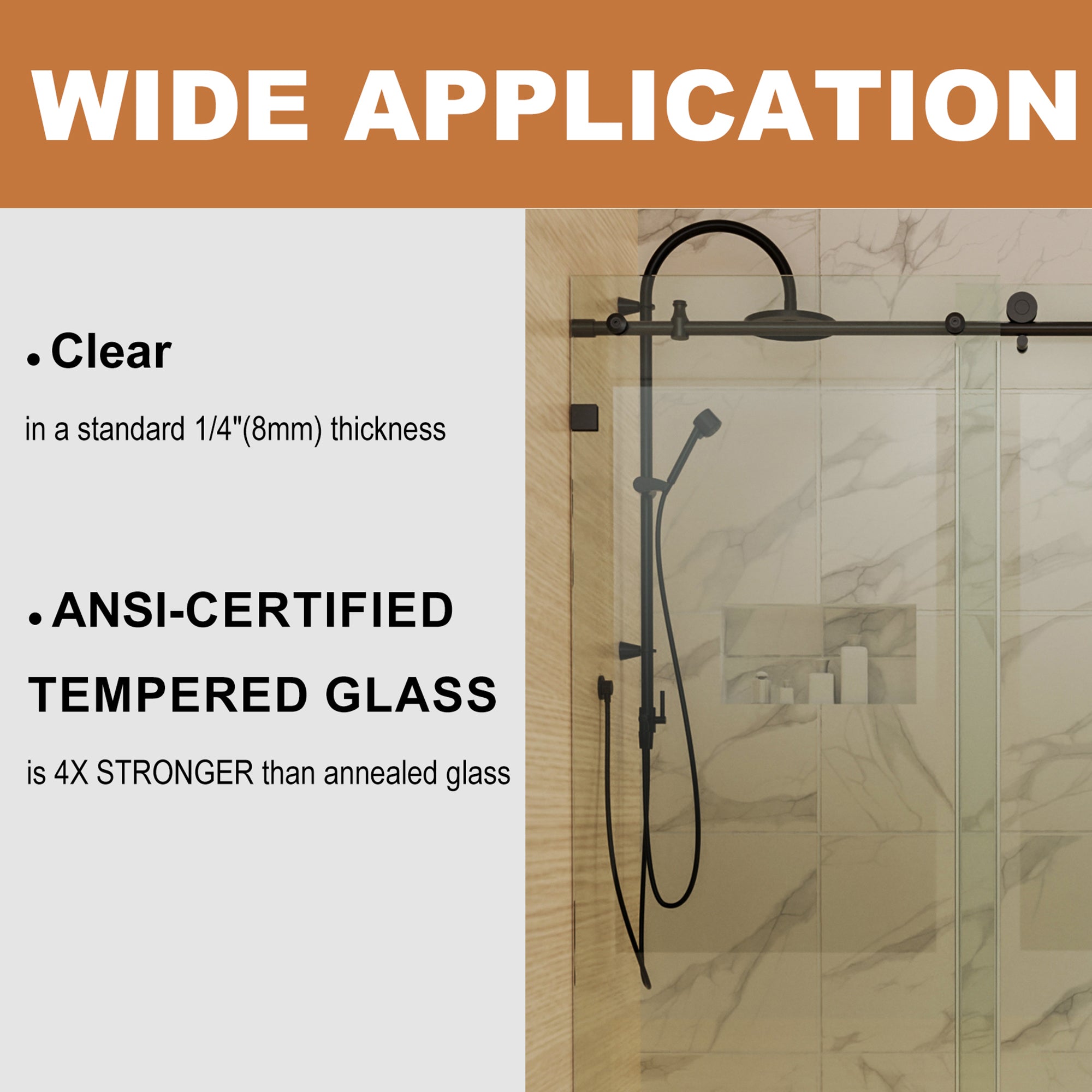 34 in. W X 72 in. H Semi-Frameless Pivot Shower Door in Matte Black with Clear Glass