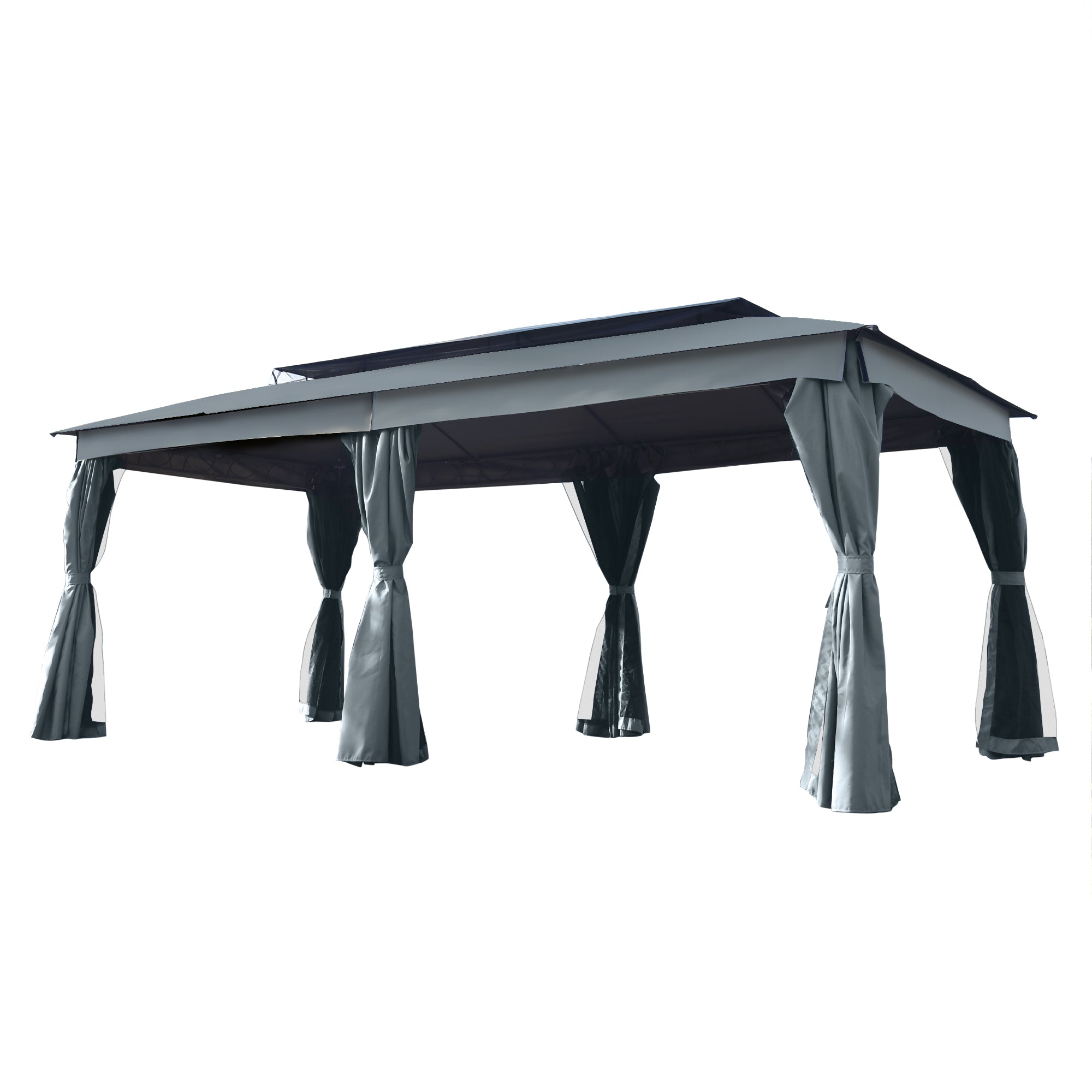 236 Inch Steel Patio Canopy Gazebo with Oxford Cloth and Mosquito Nets