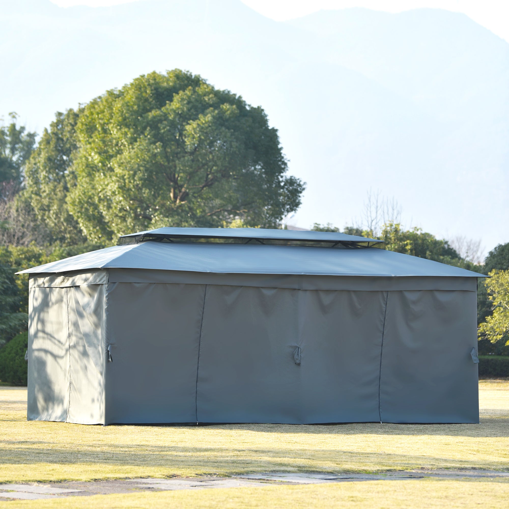 236 Inch Steel Patio Canopy Gazebo with Oxford Cloth and Mosquito Nets