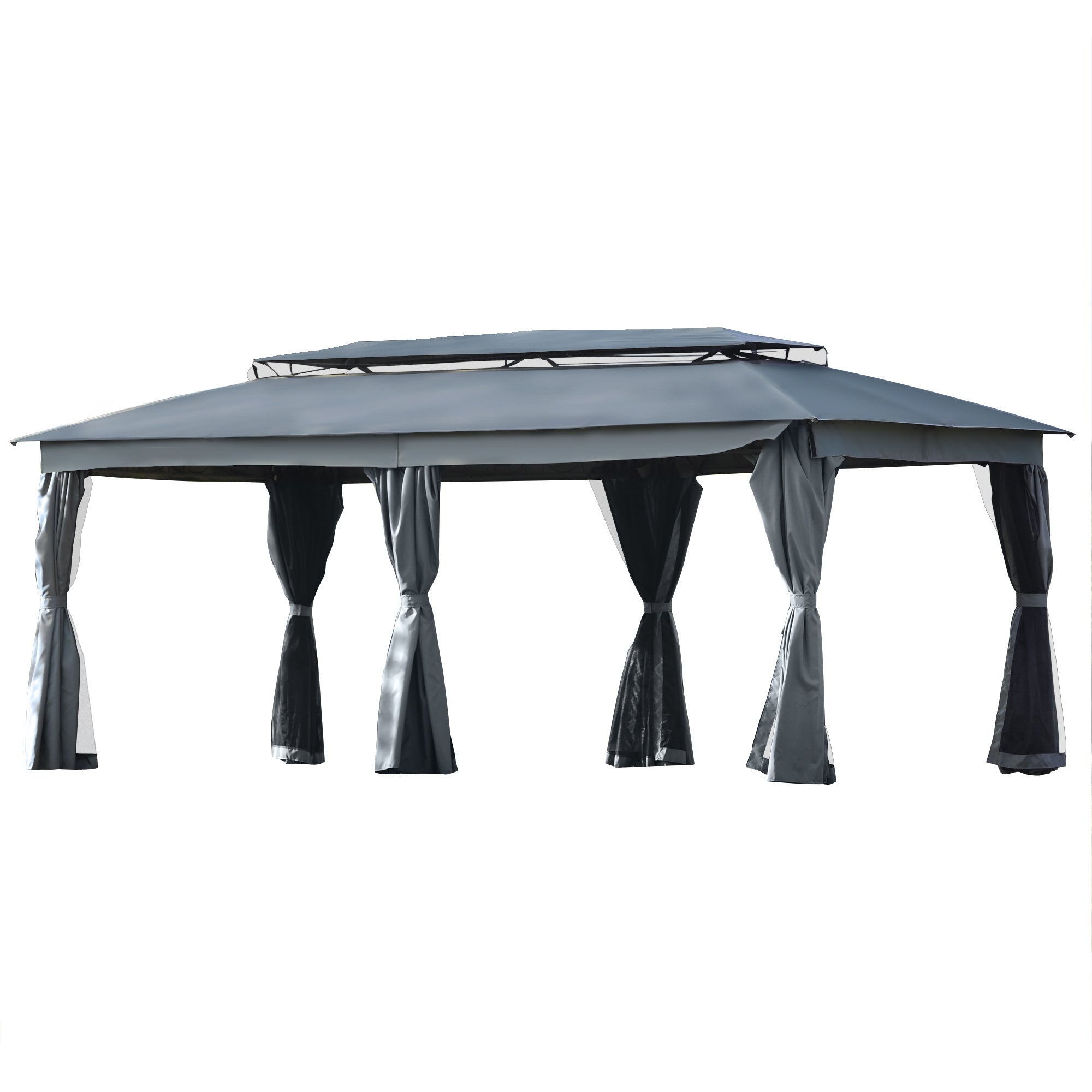 236 Inch Steel Patio Canopy Gazebo with Oxford Cloth and Mosquito Nets