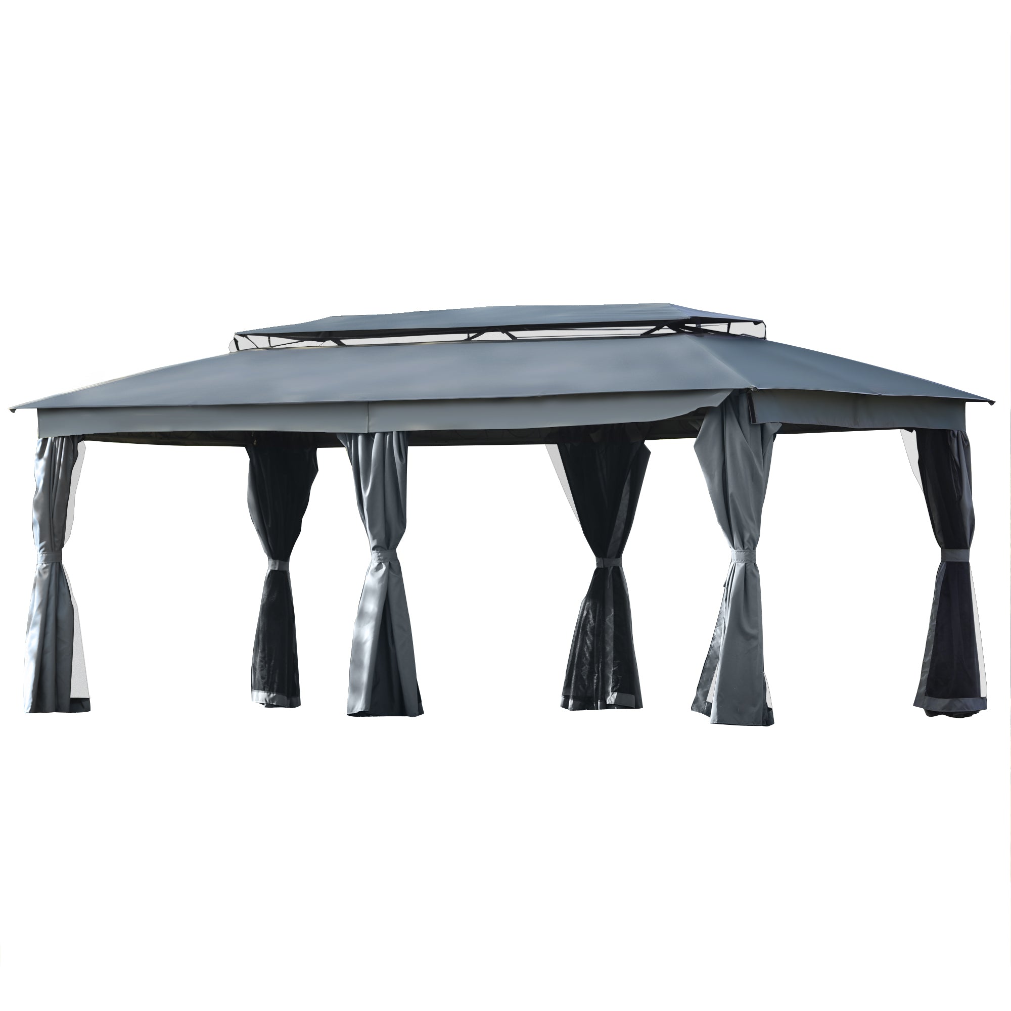 236 Inch Steel Patio Canopy Gazebo with Oxford Cloth and Mosquito Nets