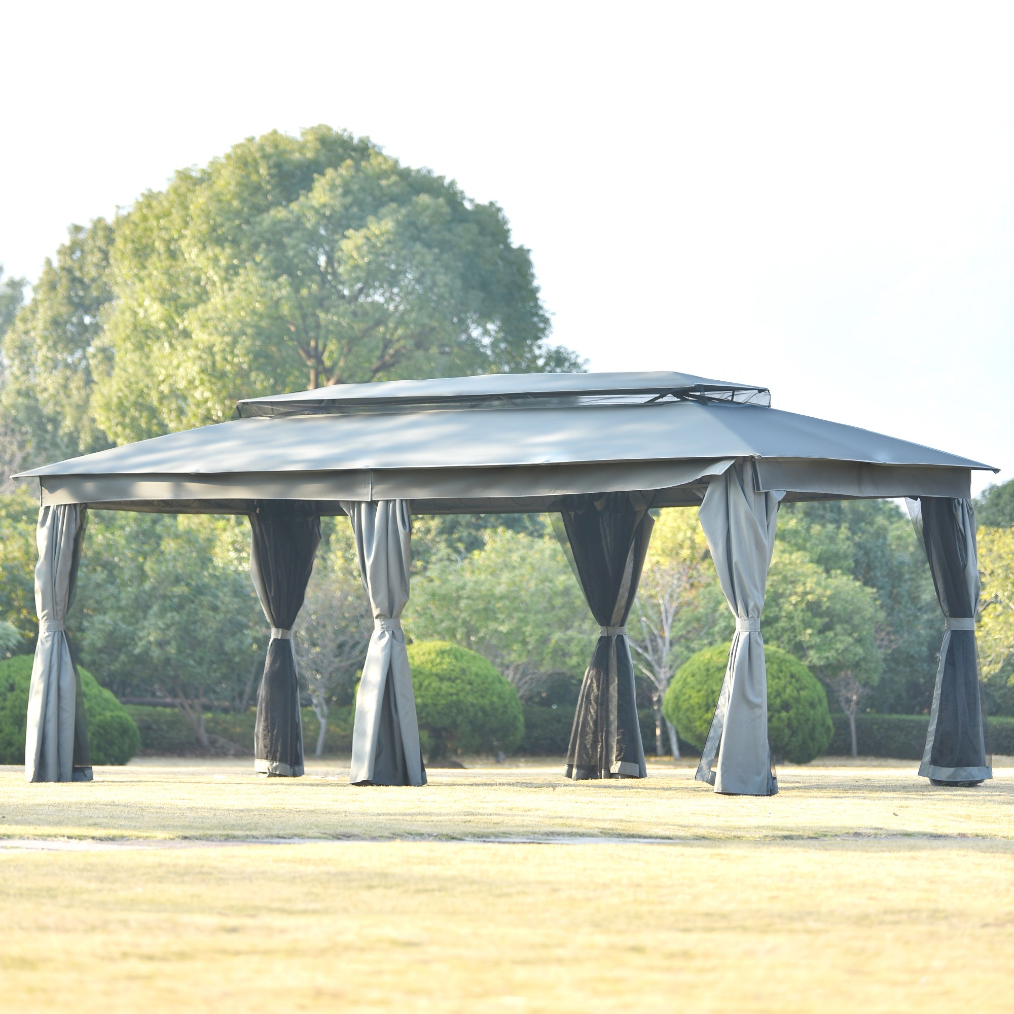 236 Inch Steel Patio Canopy Gazebo with Oxford Cloth and Mosquito Nets