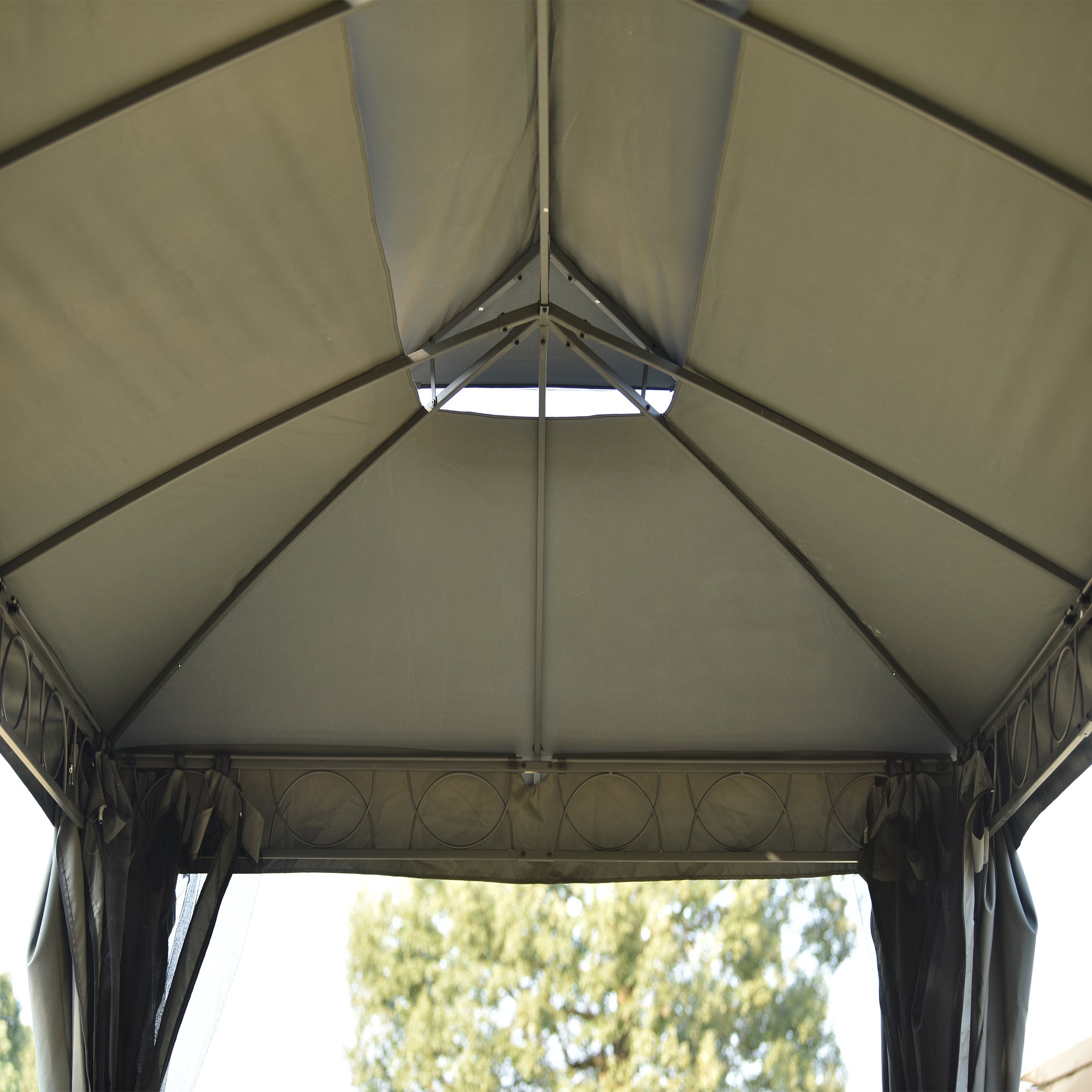 236 Inch Steel Patio Canopy Gazebo with Oxford Cloth and Mosquito Nets
