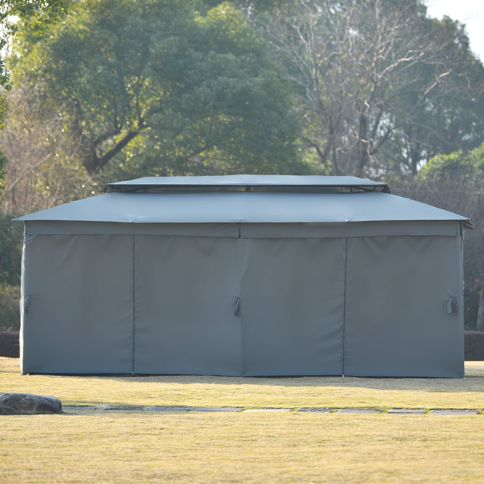 236 Inch Steel Patio Canopy Gazebo with Oxford Cloth and Mosquito Nets