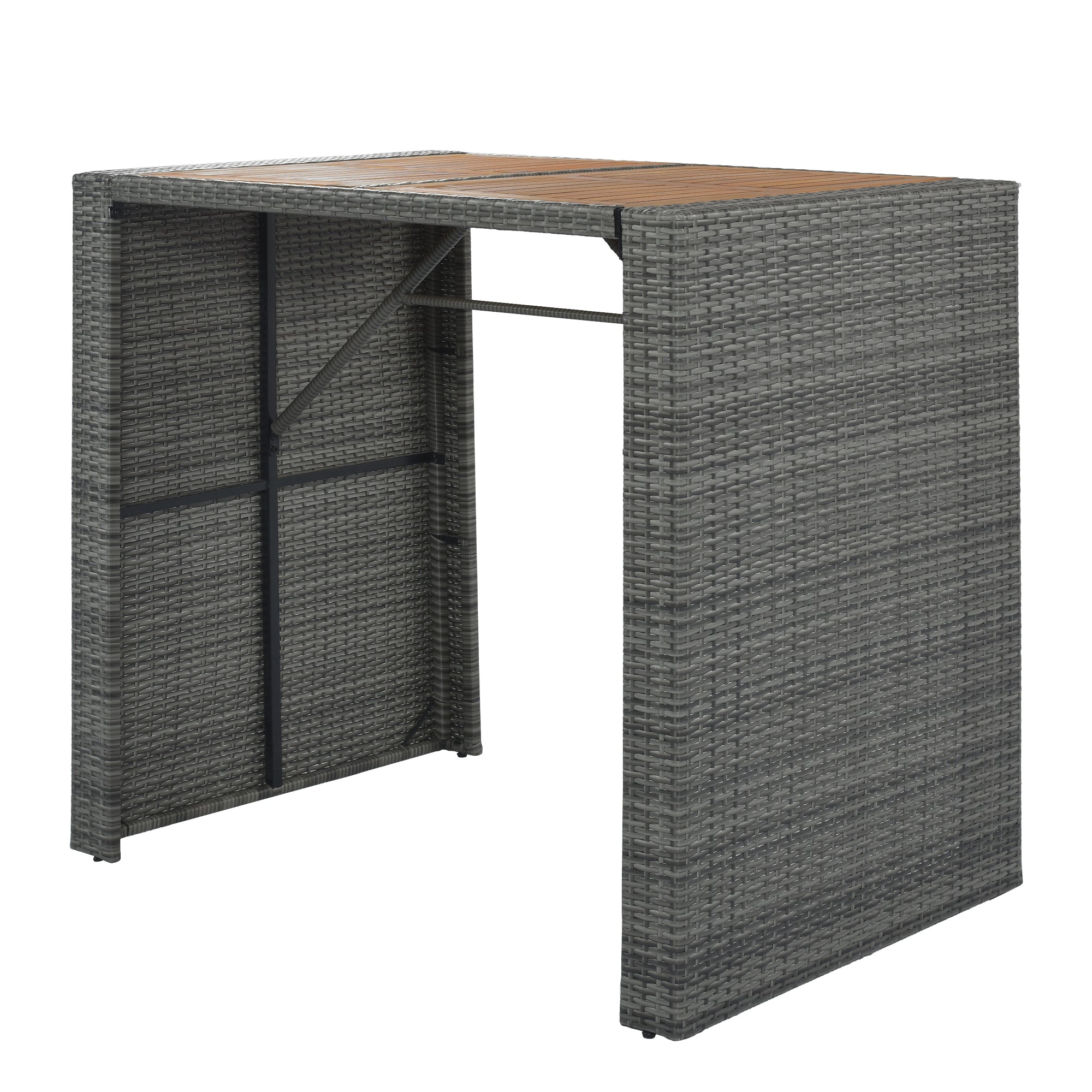 5 Pieces Outdoor Wicker Bar Height Dining Set with Non-Slip Feet and Fixed Rope