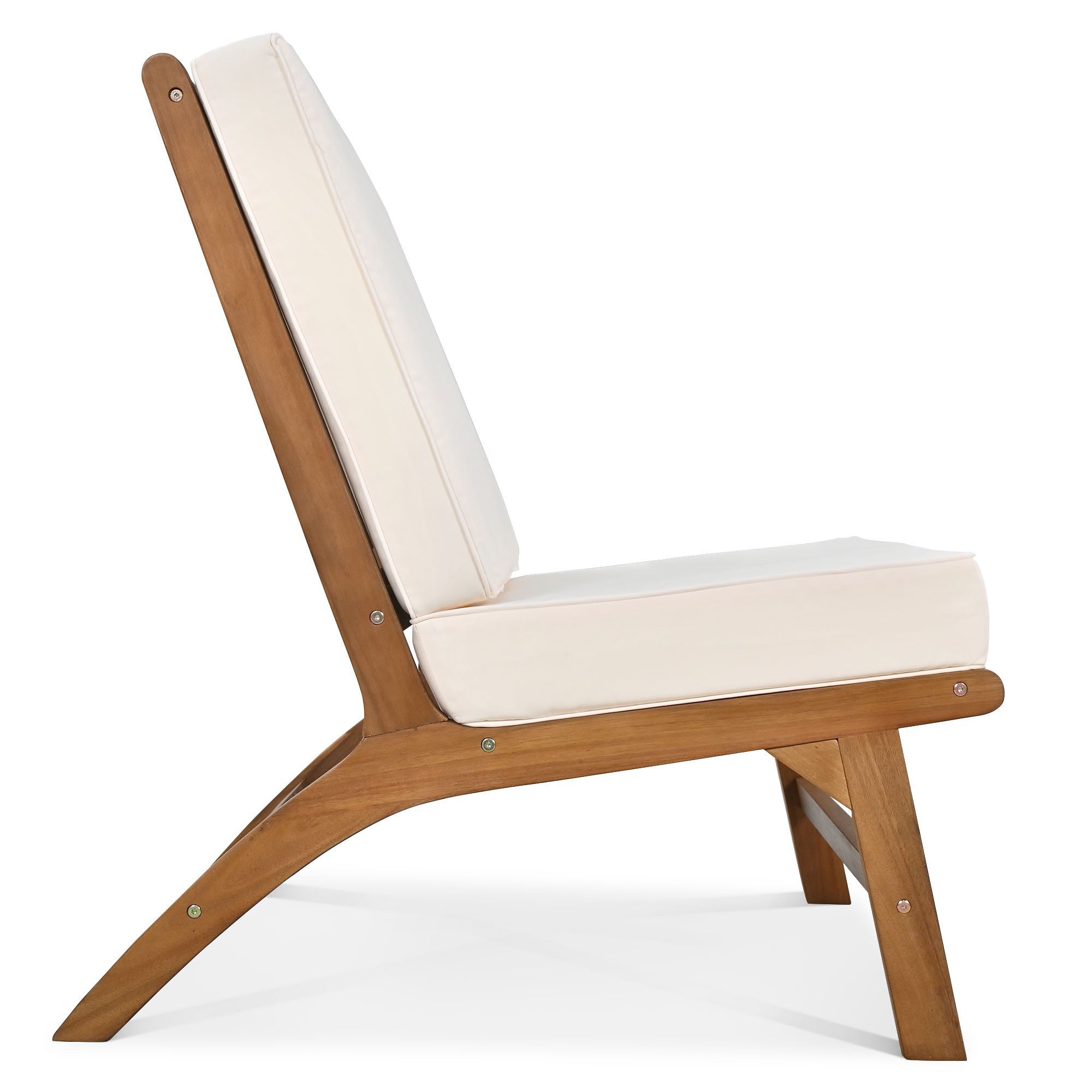4-Piece Outdoor Acacia Wood Patio Sofa with Wood Table, Two Single Sofas, and Double Chair