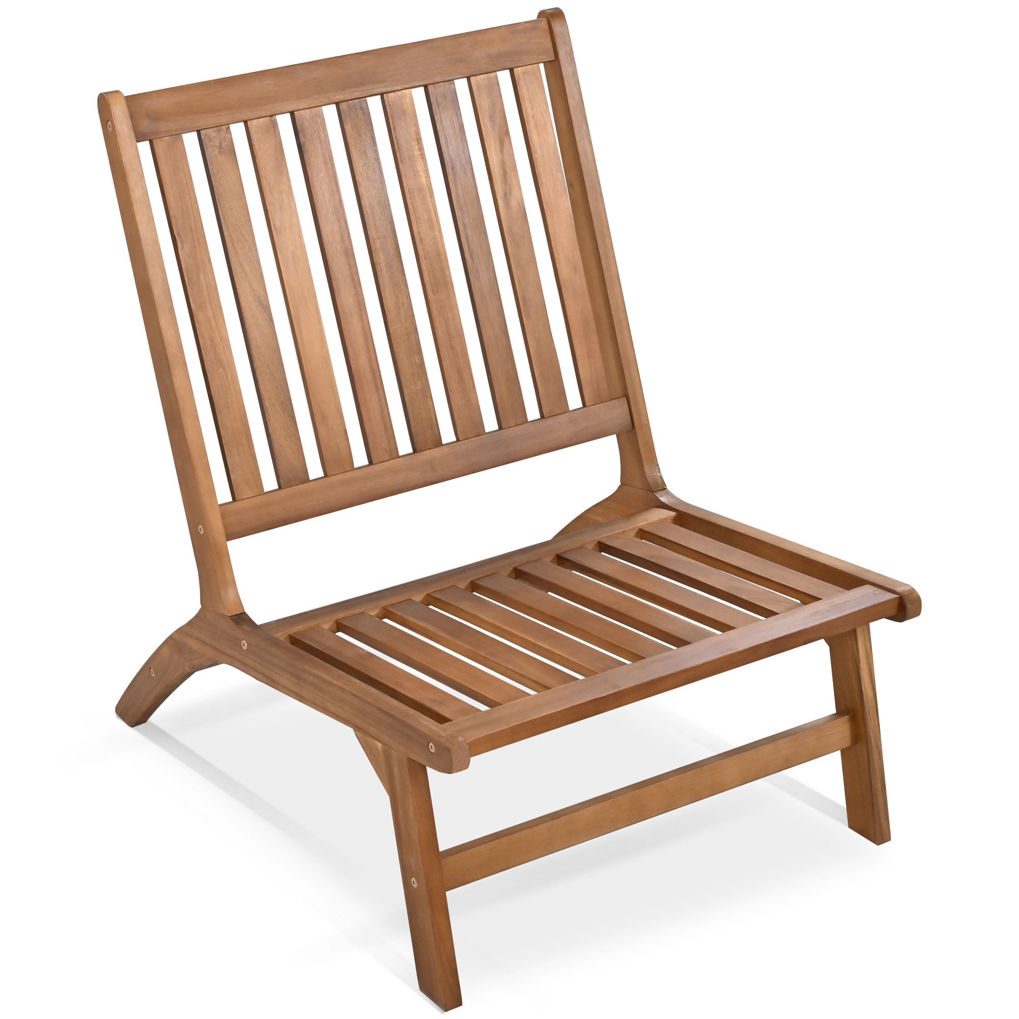 4-Piece Outdoor Acacia Wood Patio Sofa with Wood Table, Two Single Sofas, and Double Chair