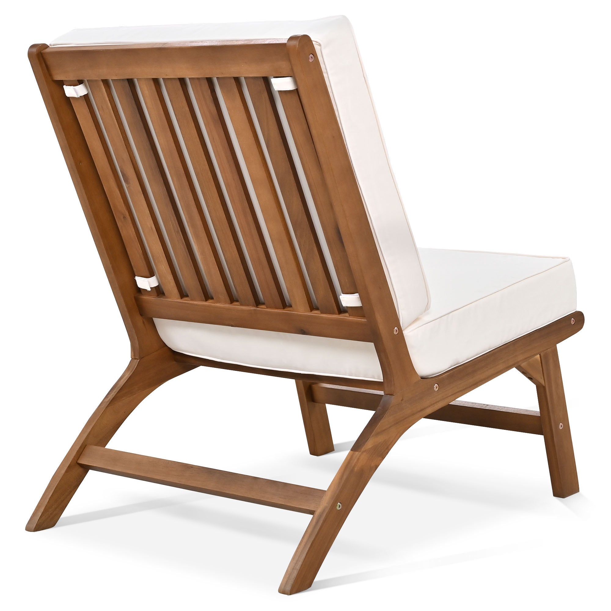 4-Piece Outdoor Acacia Wood Patio Sofa with Wood Table, Two Single Sofas, and Double Chair