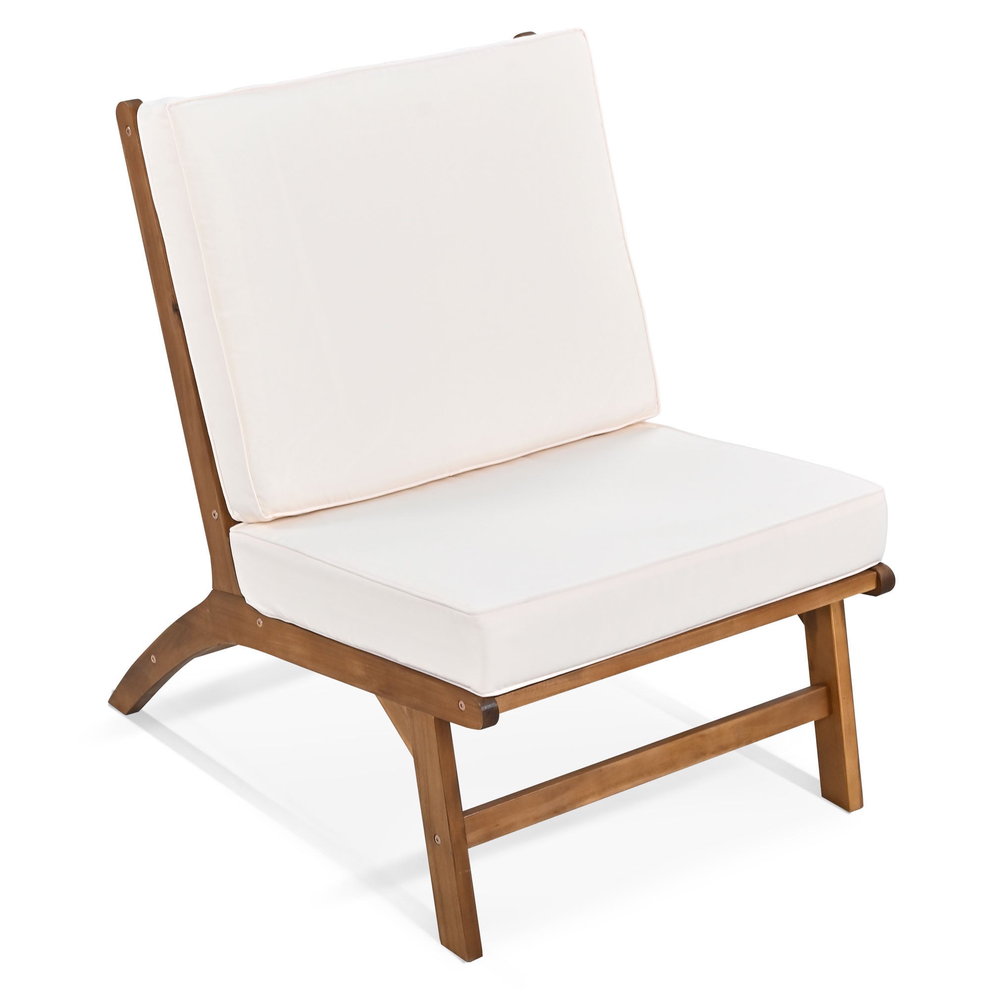 4-Piece Outdoor Acacia Wood Patio Sofa with Wood Table, Two Single Sofas, and Double Chair