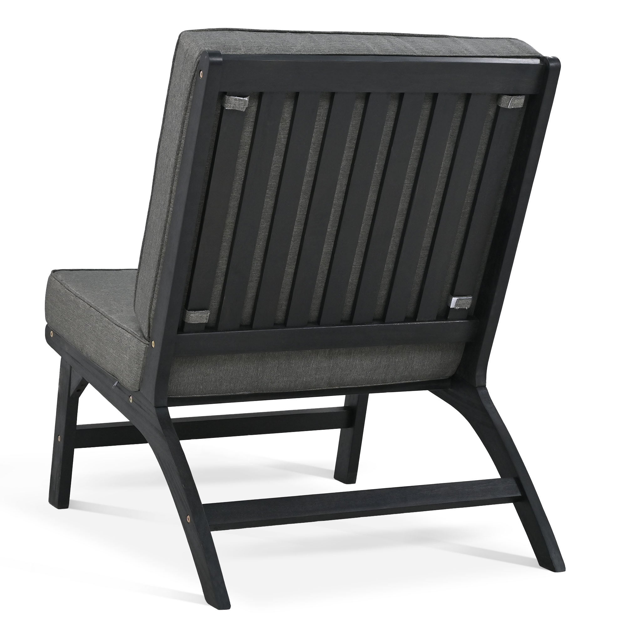 4-Piece Outdoor Acacia Wood Patio Sofa with Wood Table, Two Single Sofas, and Double Chair