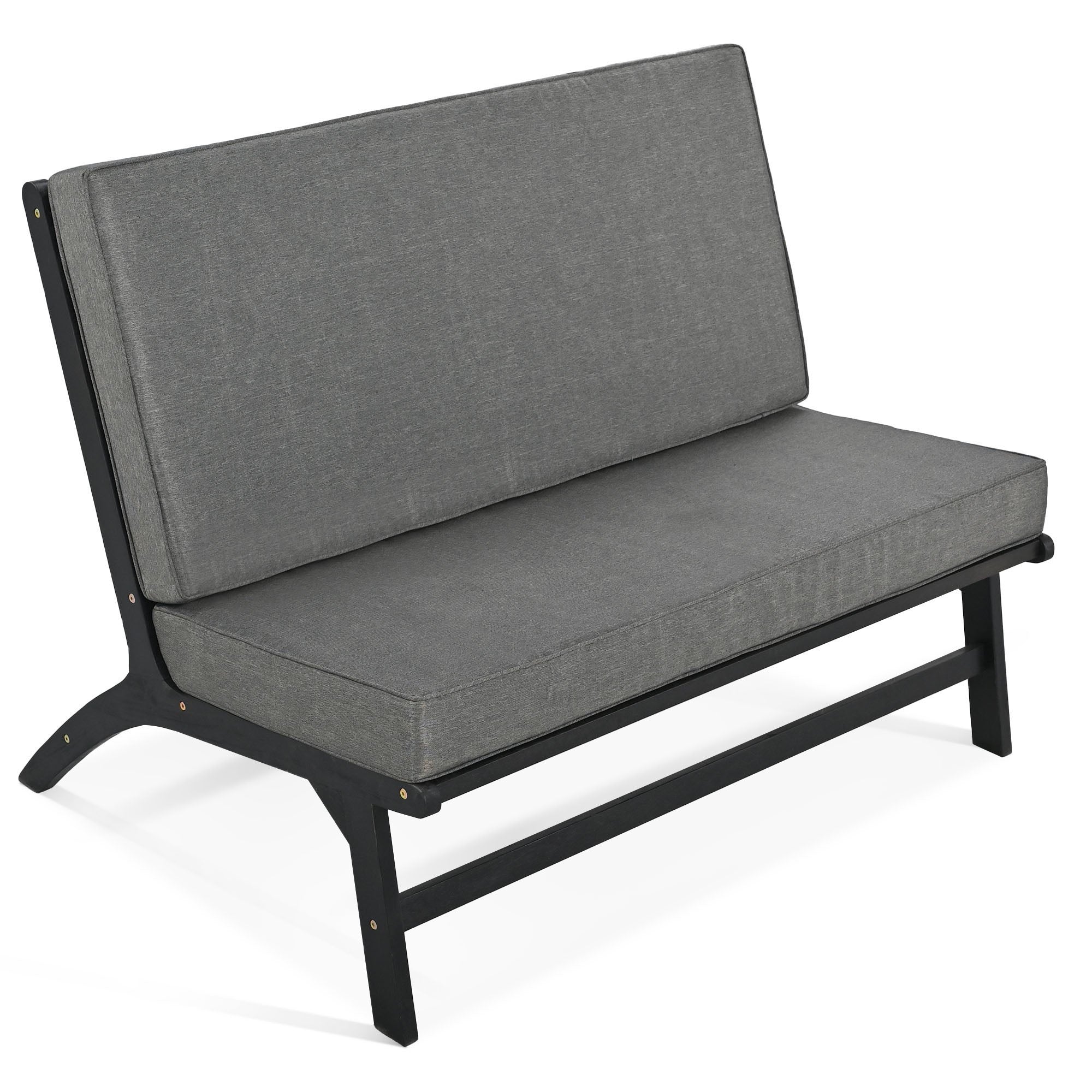 4-Piece Outdoor Acacia Wood Patio Sofa with Wood Table, Two Single Sofas, and Double Chair