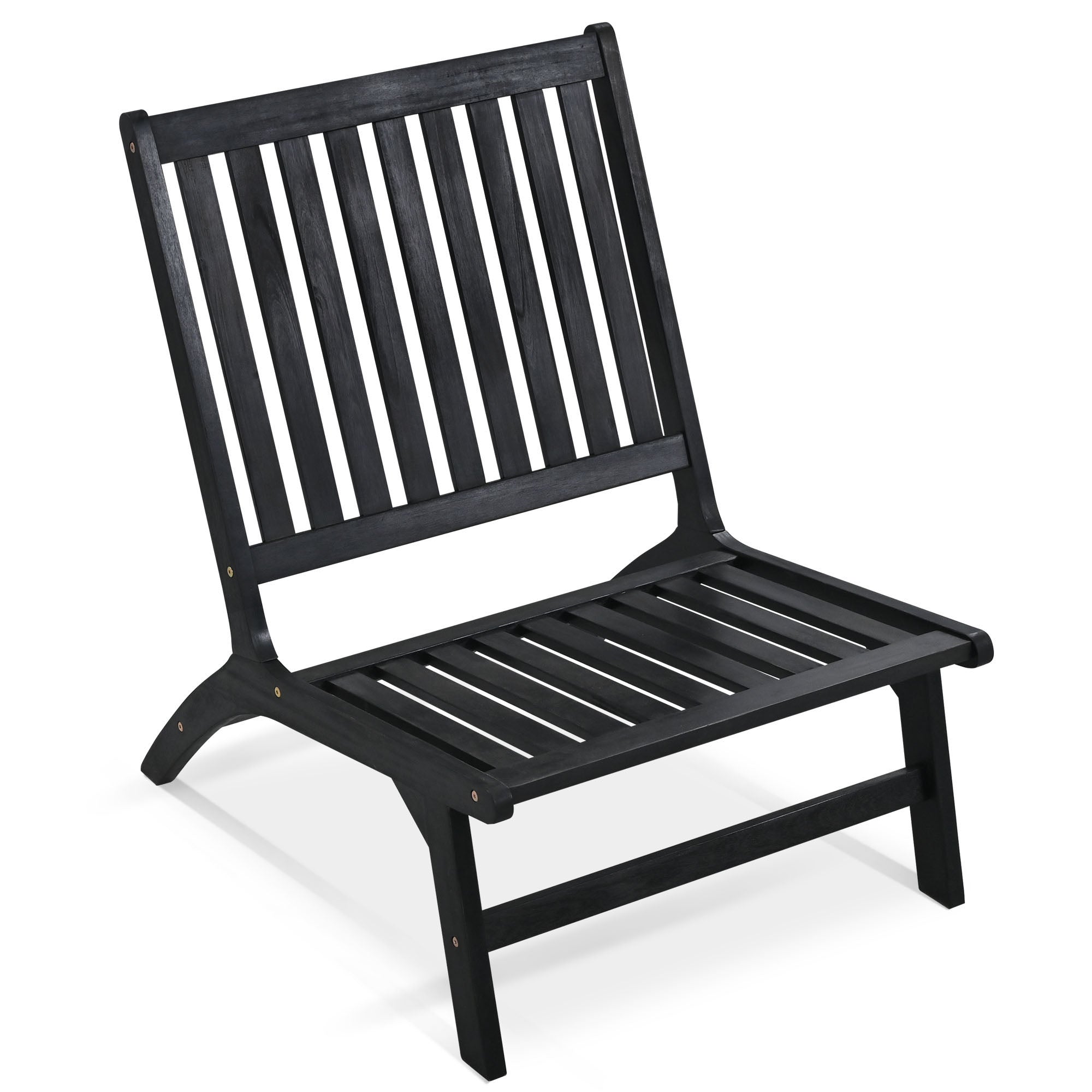 4-Piece Outdoor Acacia Wood Patio Sofa with Wood Table, Two Single Sofas, and Double Chair