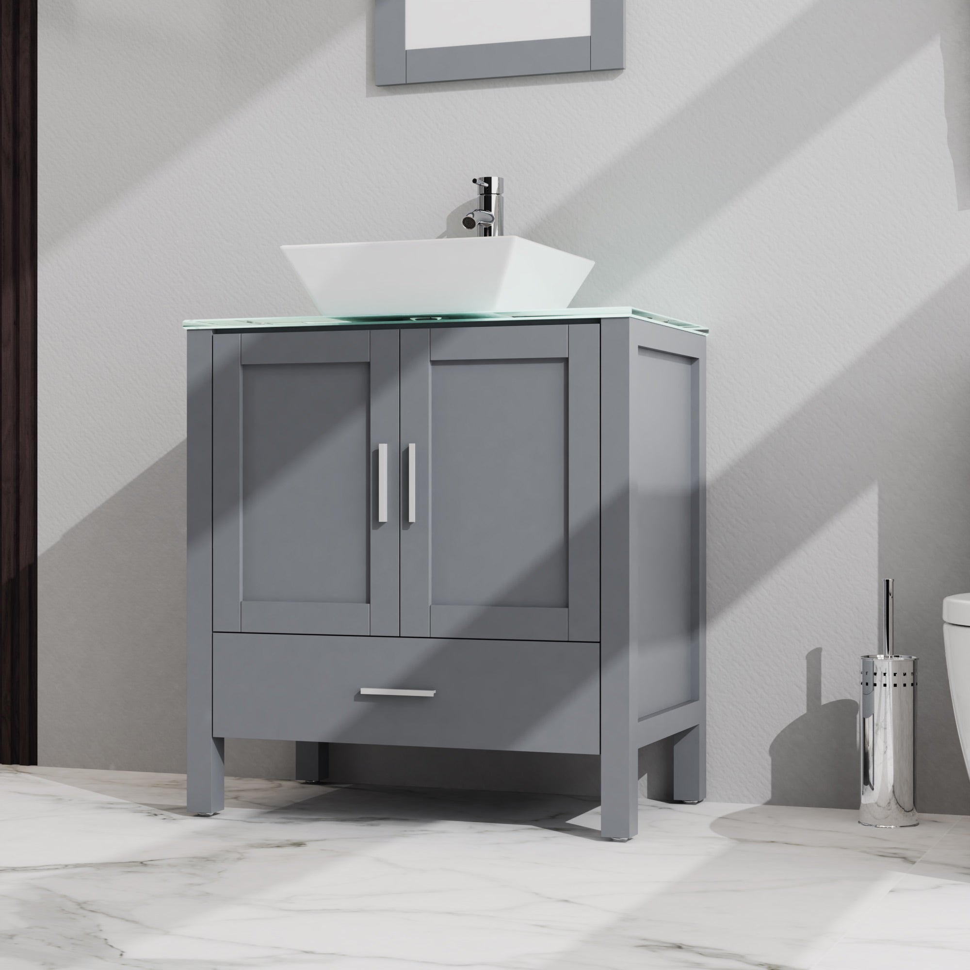 30 inches Freestanding Bathroom Vanity Set with Vessel Ceramic Sink