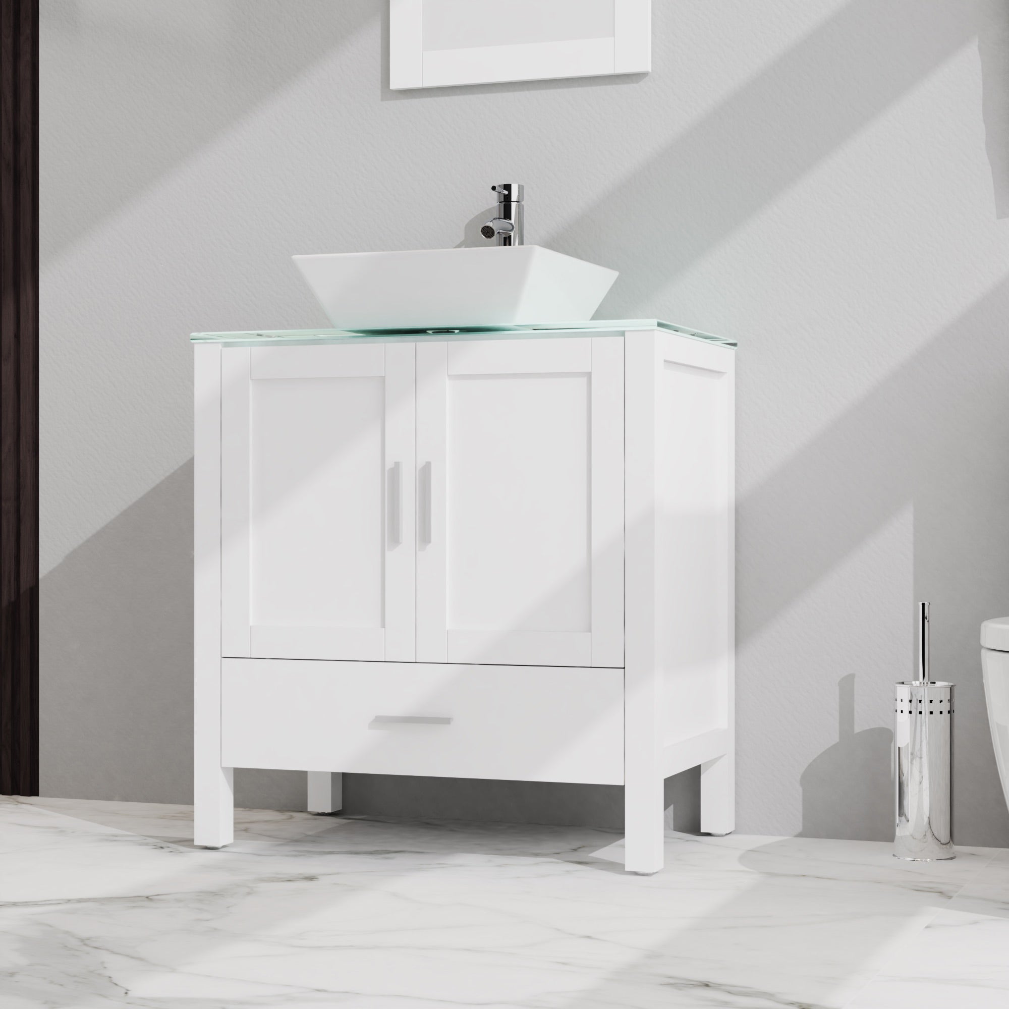 30 inches Freestanding Bathroom Vanity Set with Vessel Ceramic Sink
