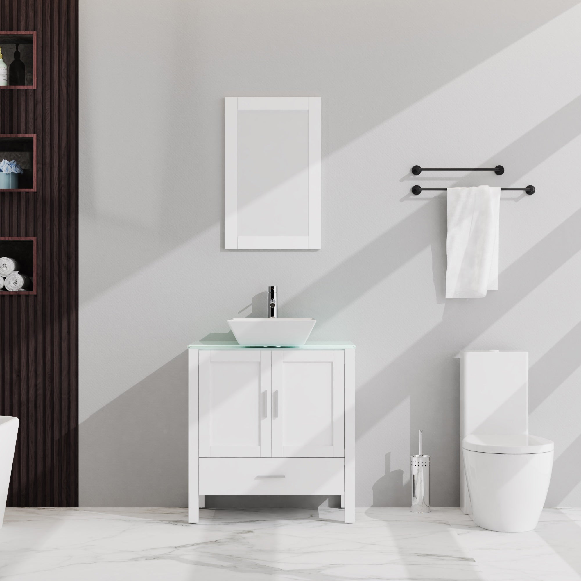 30 inches Freestanding Bathroom Vanity Set with Vessel Ceramic Sink