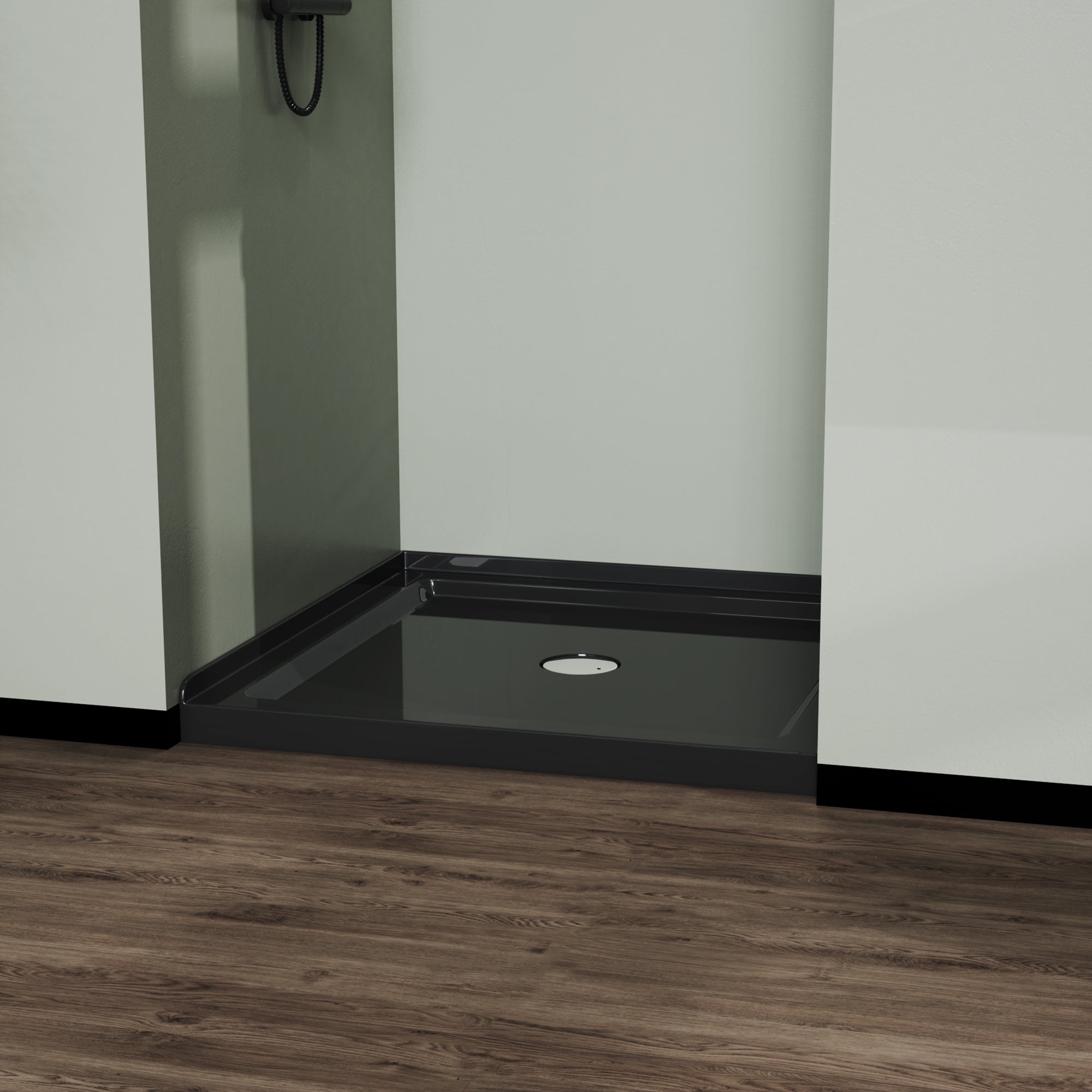 46 in. W x 72 in. H Frameless Fixed Shower Screen in Black