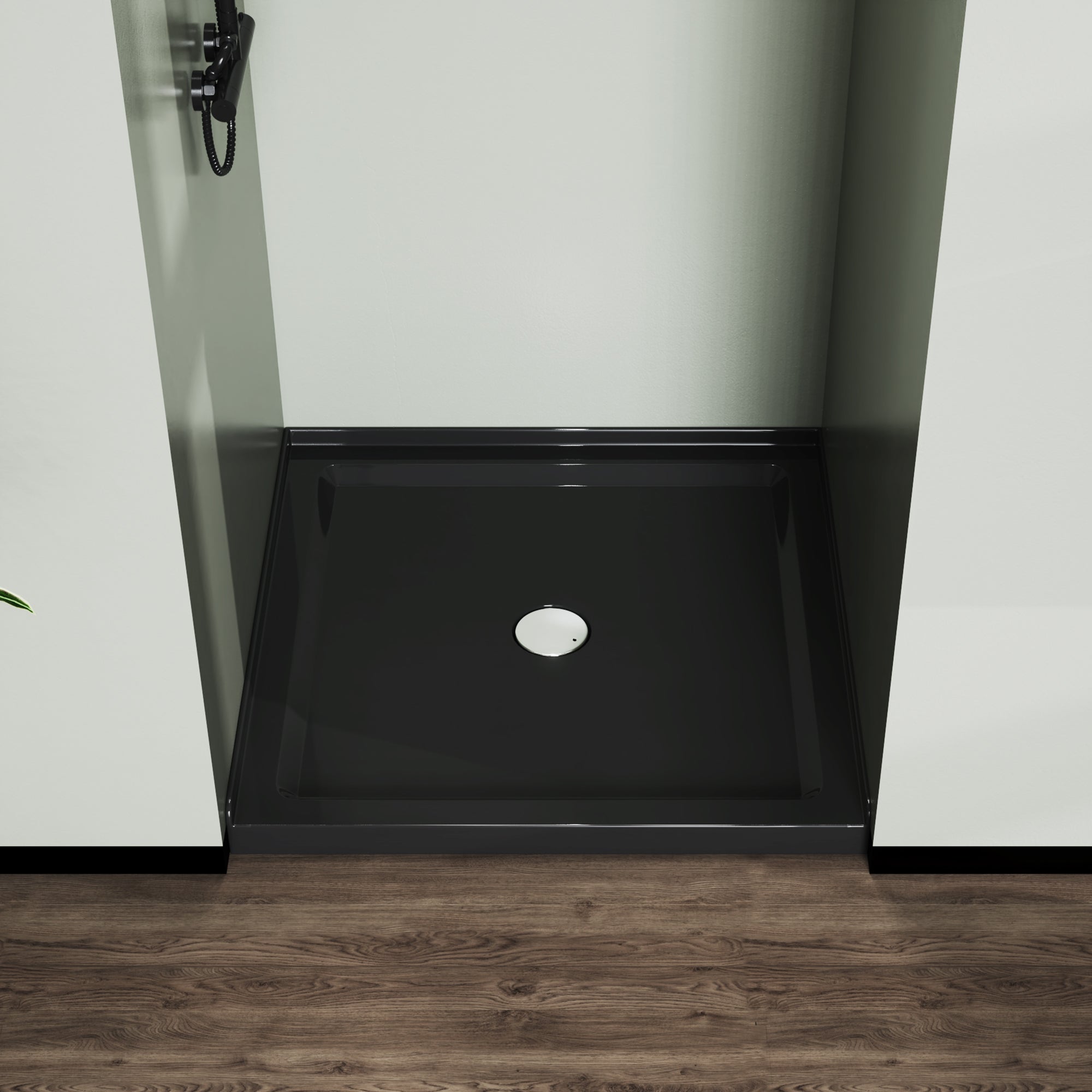 46 in. W x 72 in. H Frameless Fixed Shower Screen in Black