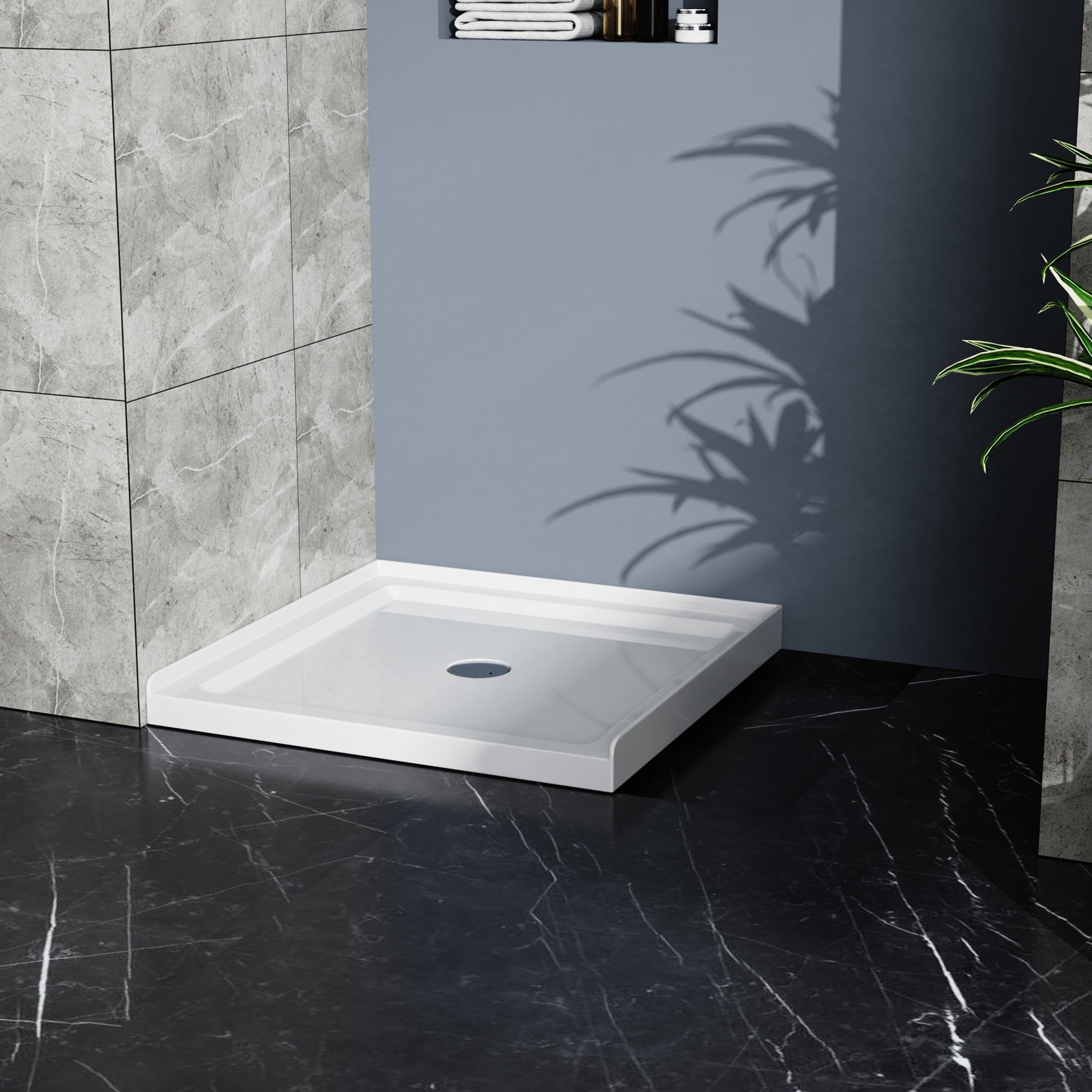 30 Inch MDF Freestanding Bathroom Vanity Set in Gray with Wood Top and Ceramic Sink and Faucet