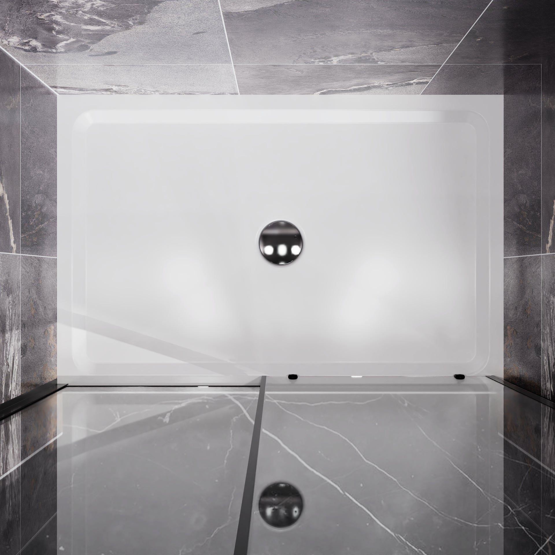 48 in. L x 32in. W ABS White Shower Base with Drain
